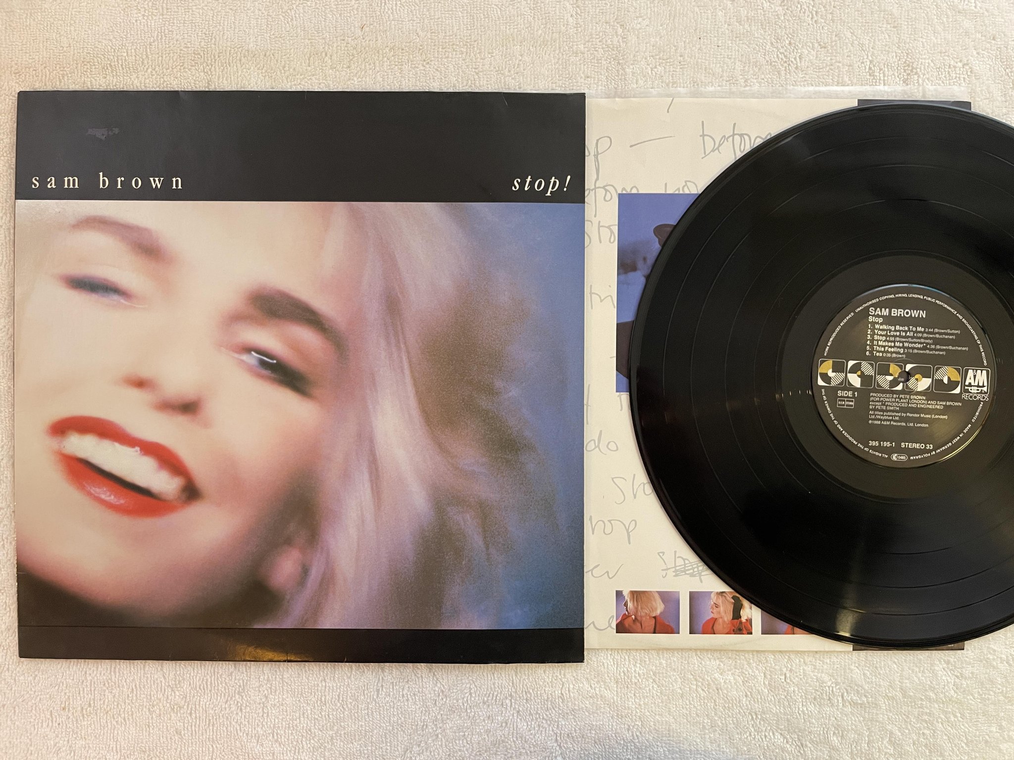 Omslagsbild för skivan SAM BROWN stop LP -88 Hol A&M 395 195-1
