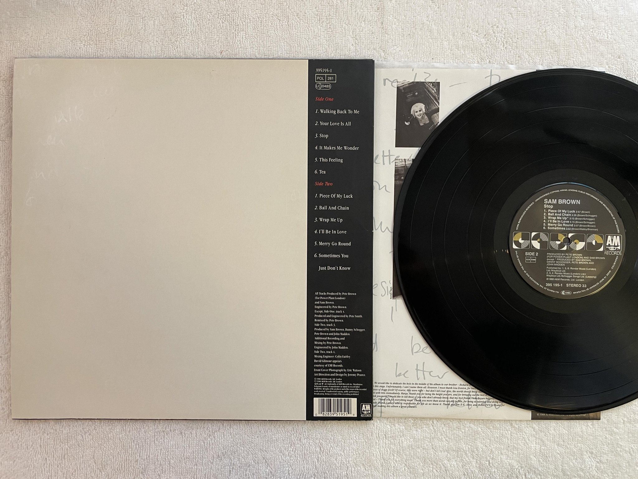 Omslagsbild för skivan SAM BROWN stop LP -88 Hol A&M 395 195-1