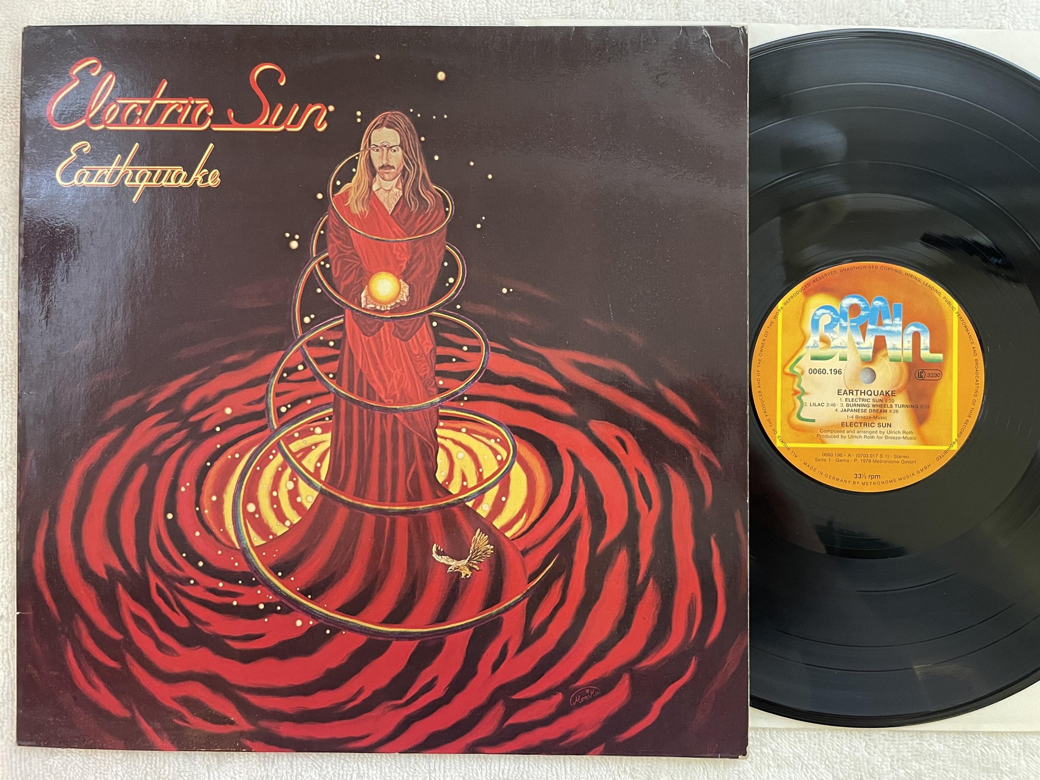 Omslagsbild för skivan ELECTRIC SUN earthquake LP -79 Ger BRAIN 0060.196 *** SPACE ROCK ***