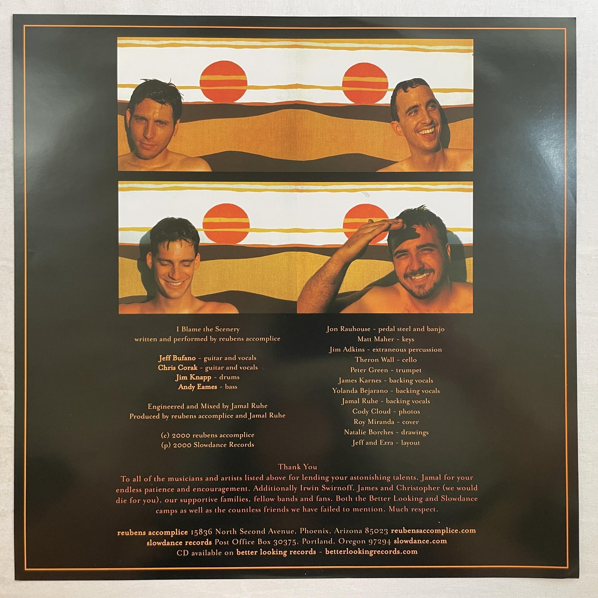 Omslagsbild för skivan REUBENS ACCOMPLICE I Blame The Scenery LP 2000 US SLOWDANCE SLOW 012 ** INDIE **