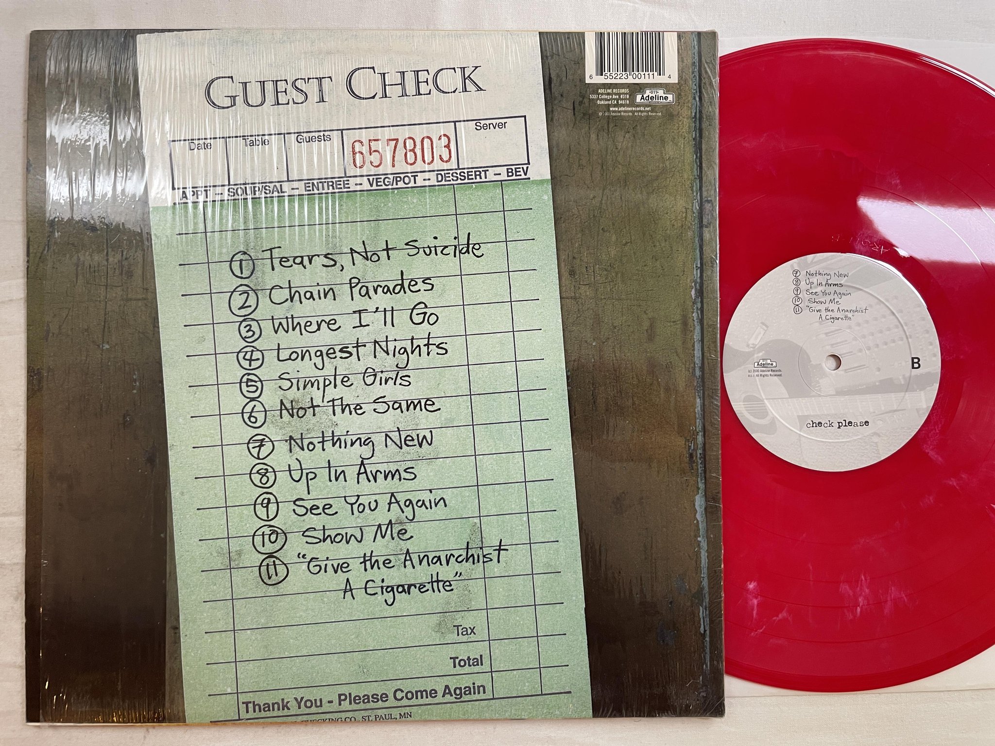 Omslagsbild för skivan THE INFLUENTS Check Please LP 2000 US ADELINE 011-1 *** PUNK ***