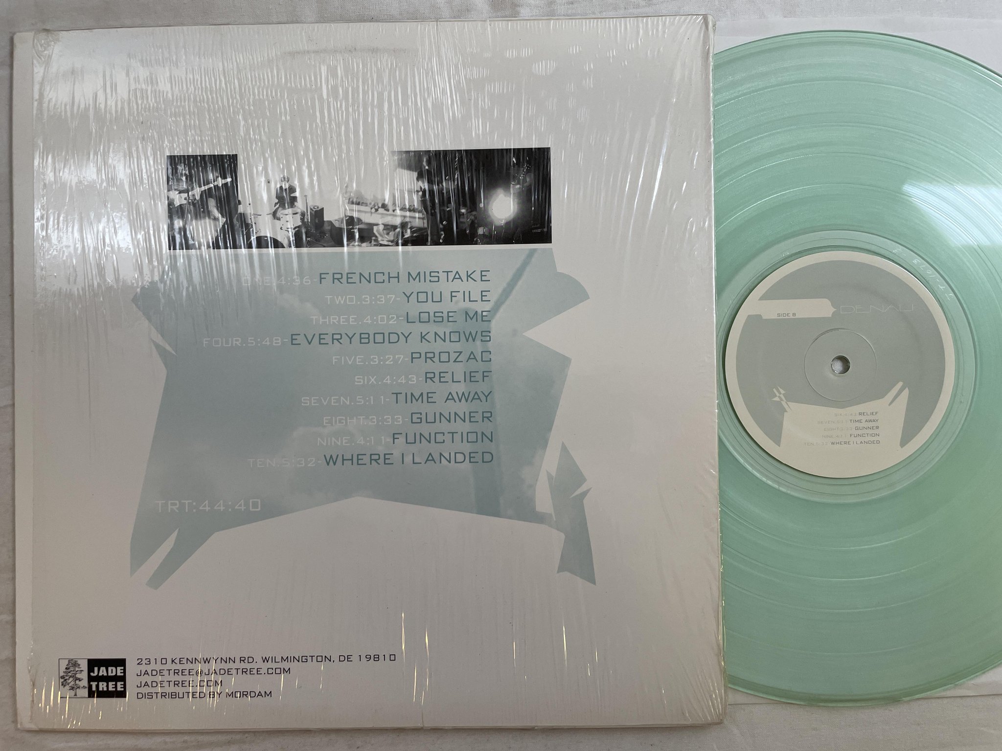 Omslagsbild för skivan DENALI s/t LP 2002 US JADE TREE JT1073 *** translucent aqua ***