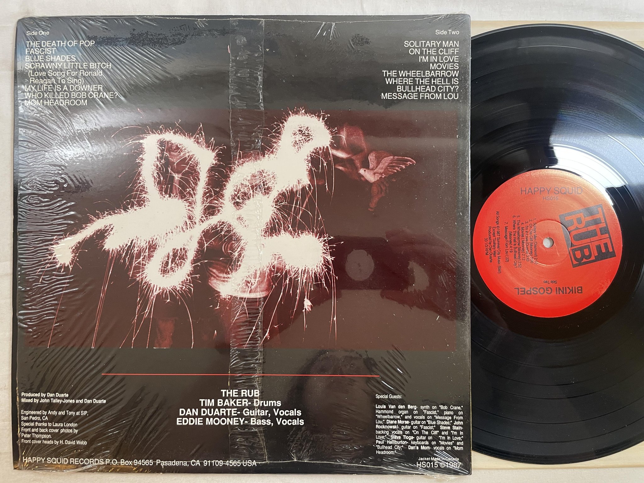 Omslagsbild för skivan THE RUB bikini gospel LP -87 US HAPPY SQUID HS 015