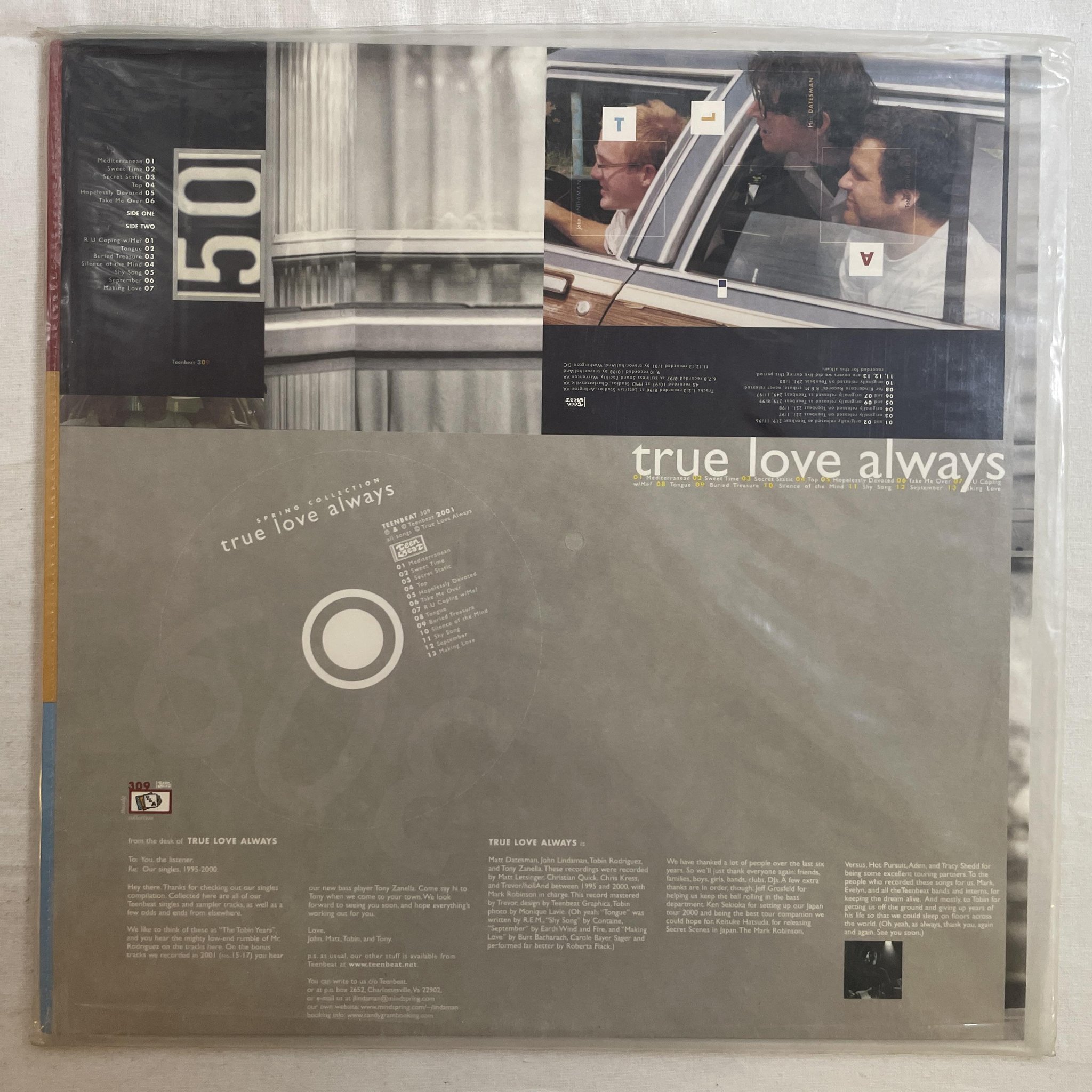 Omslagsbild för skivan TRUE LOVE ALWAYS Spring Collection LP 2001 US teenbeat 309 *** indie rock ***
