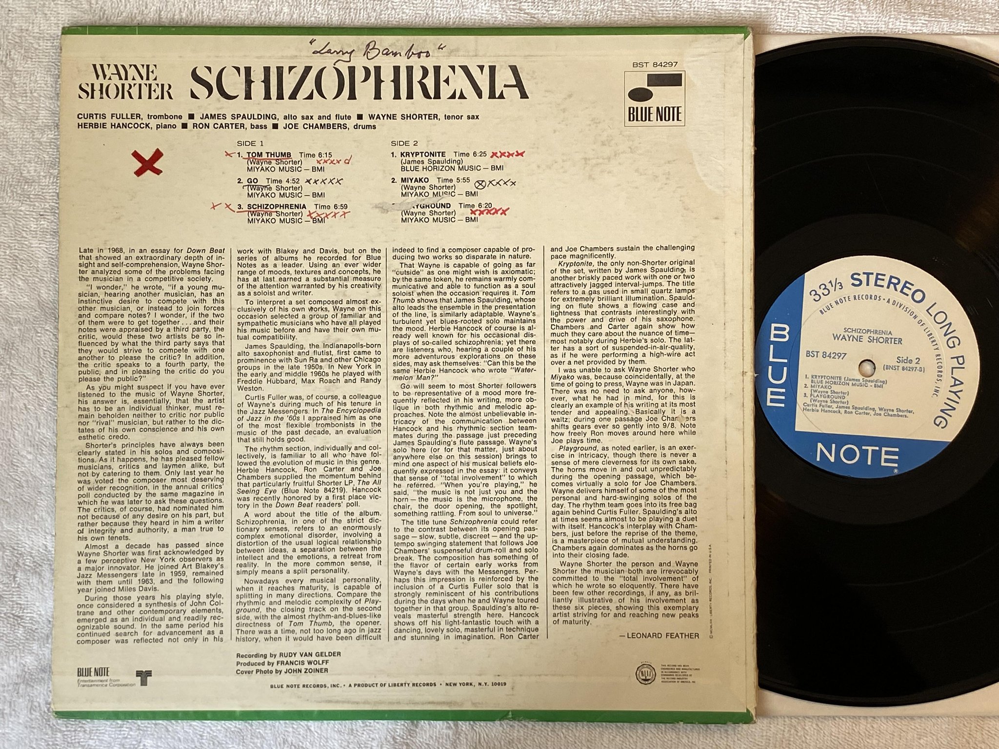 Omslagsbild för skivan WAYNE SHORTER schizophrenia LP US BLUE NOTE BST 84297 ** Liberty Press **