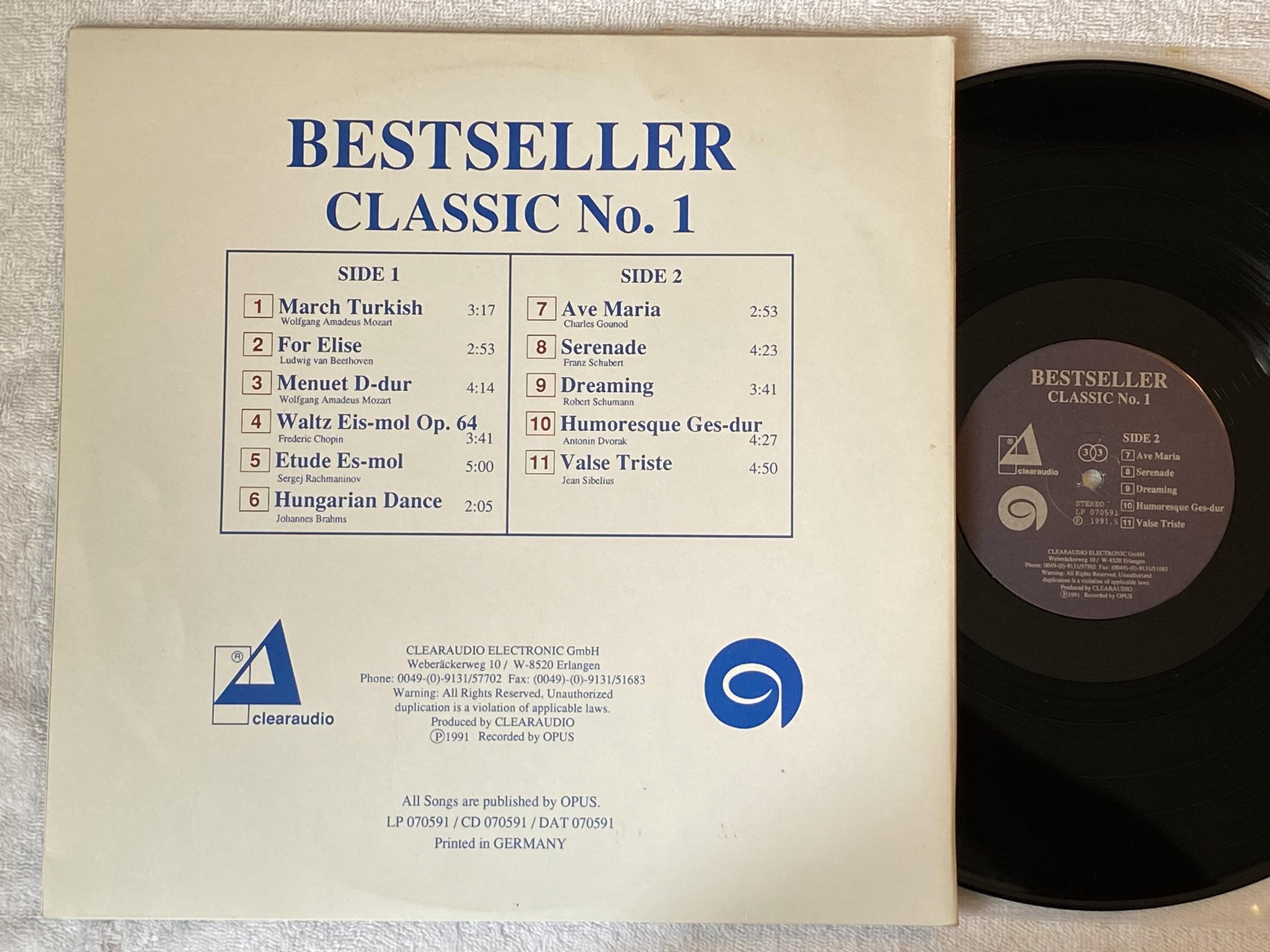 Omslagsbild för skivan V/A Bestseller Classic No. 1 Clearaudio Opus LP -91 CLEARAUDIO audiophile