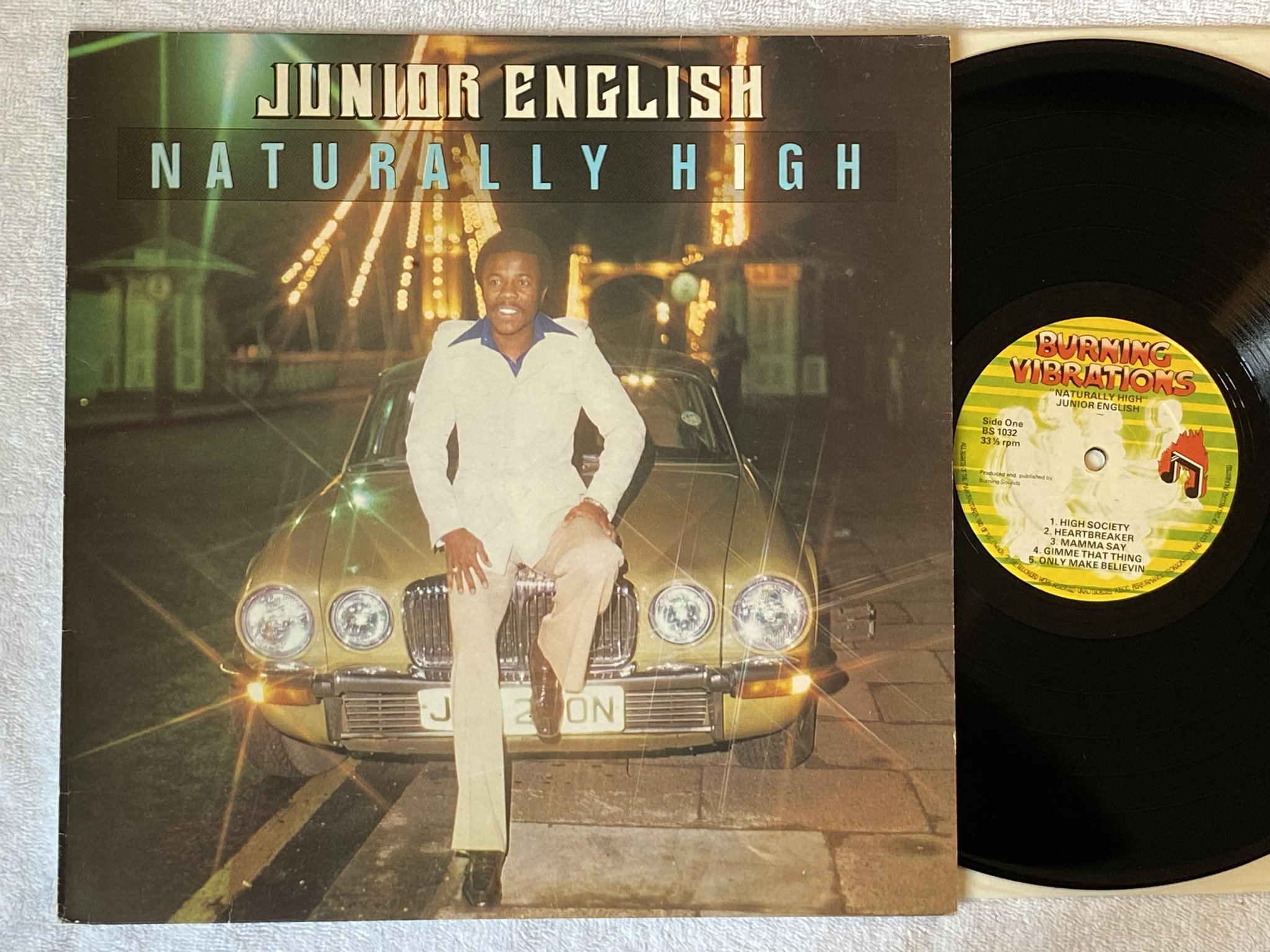 Omslagsbild för skivan JUNIOR ENGLISH Naturally High LP -78 UK BURNING SOUNDS BS 1032 ** Lovers rock **