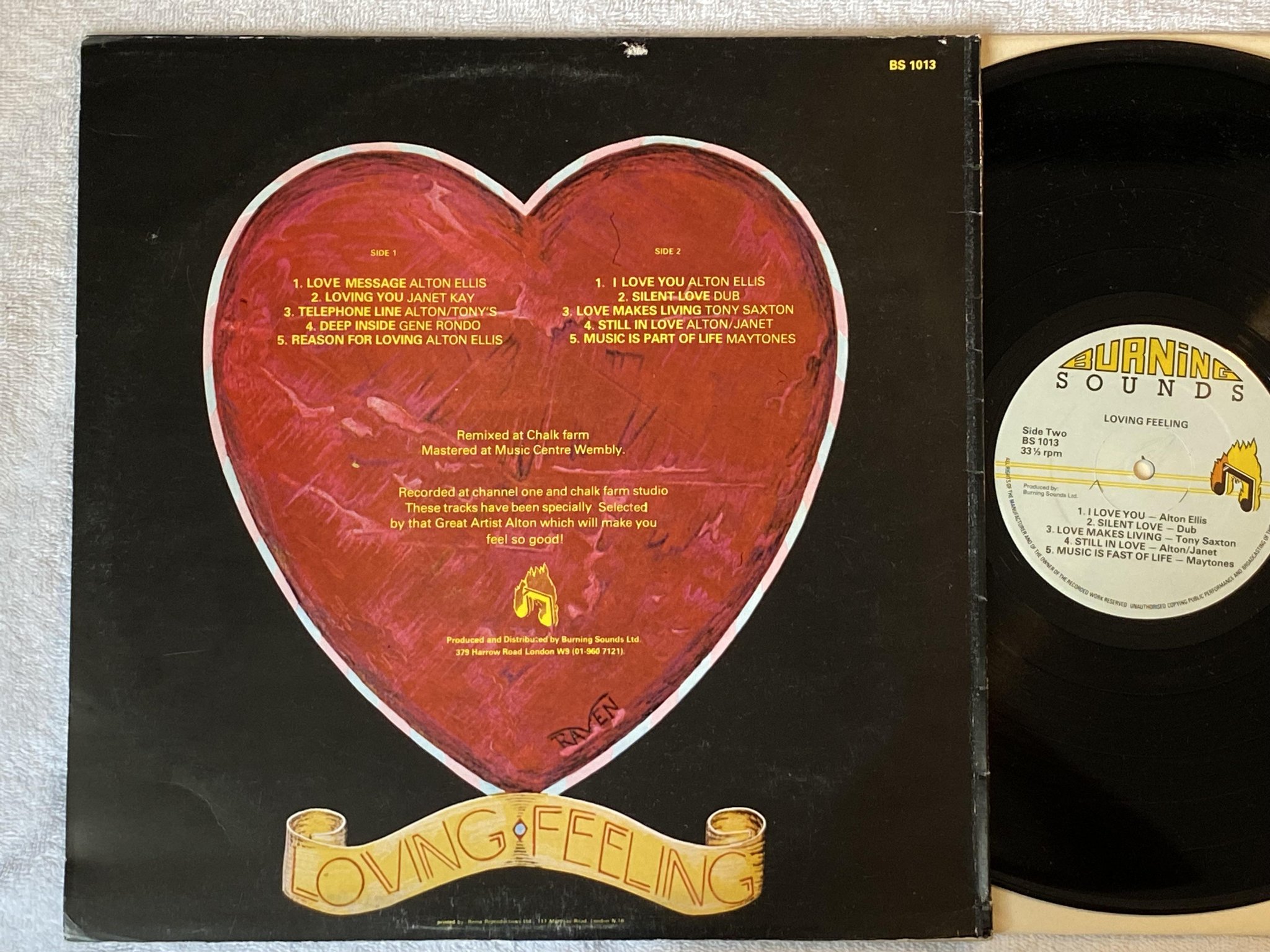 Omslagsbild för skivan V/A loving feeling LP -78 UK BURNING SOUNDS BS 1013