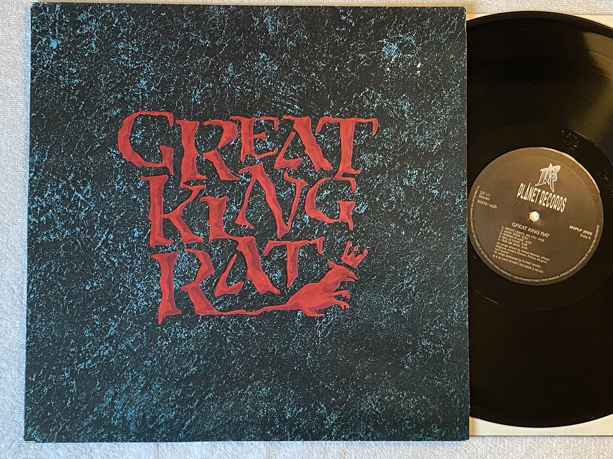 Omslagsbild för skivan GREAT KING RAT s/t LP -92 Swe PLANET MOPLP 3055 *** RARE HARD ROCK ***