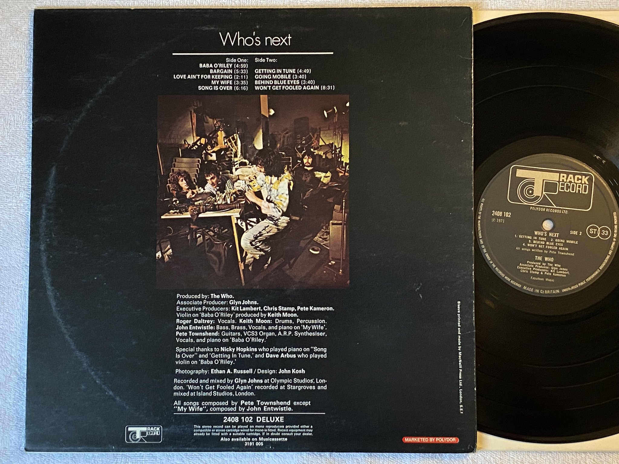 Omslagsbild för skivan THE WHO who's next LP -71 UK TRACK 2408 102