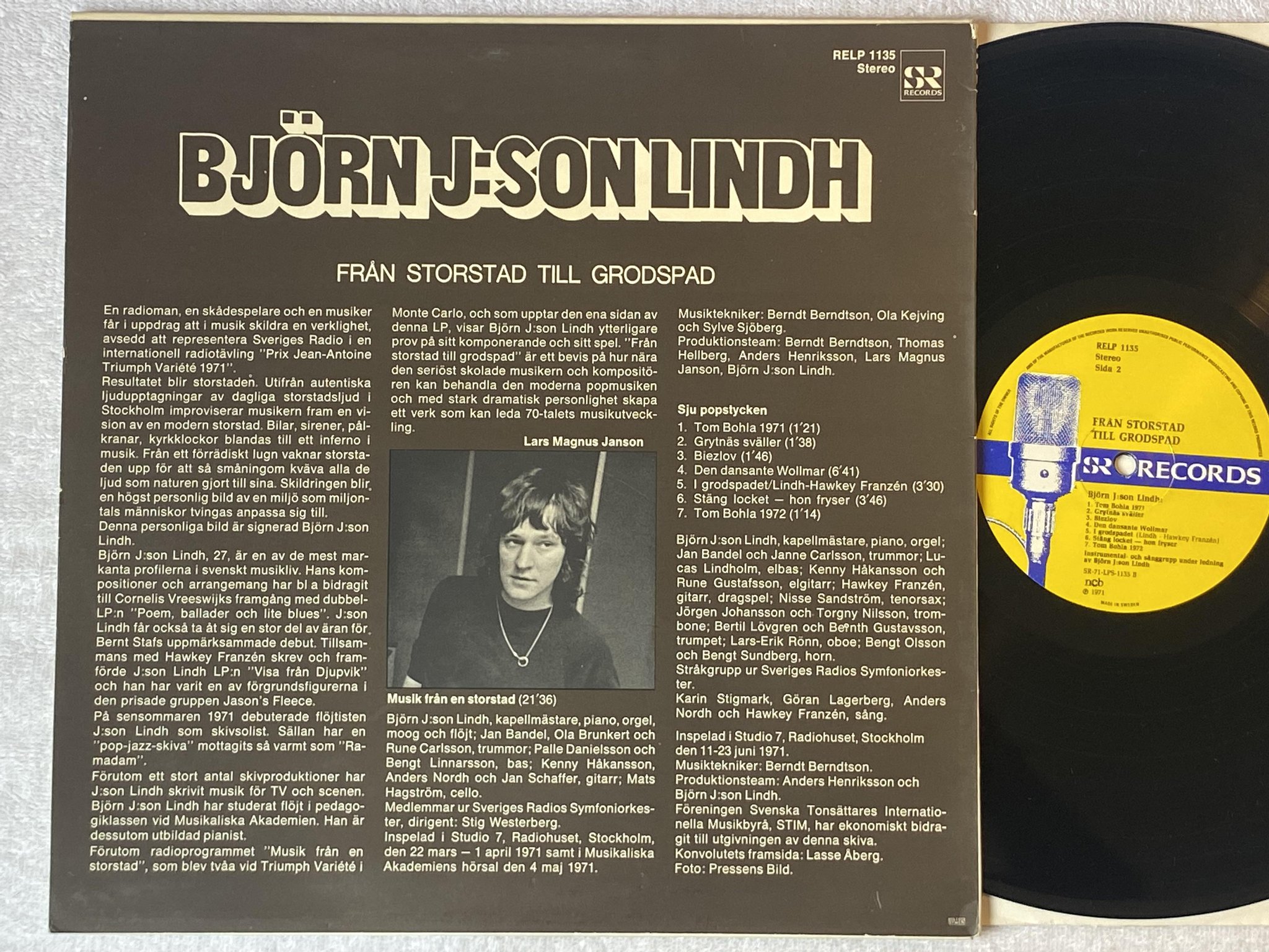 Omslagsbild för skivan BJÖRN J:SON LINDH Från Storstad Till Grodspad LP SR RELP 1135 *** RARE 2ND ***