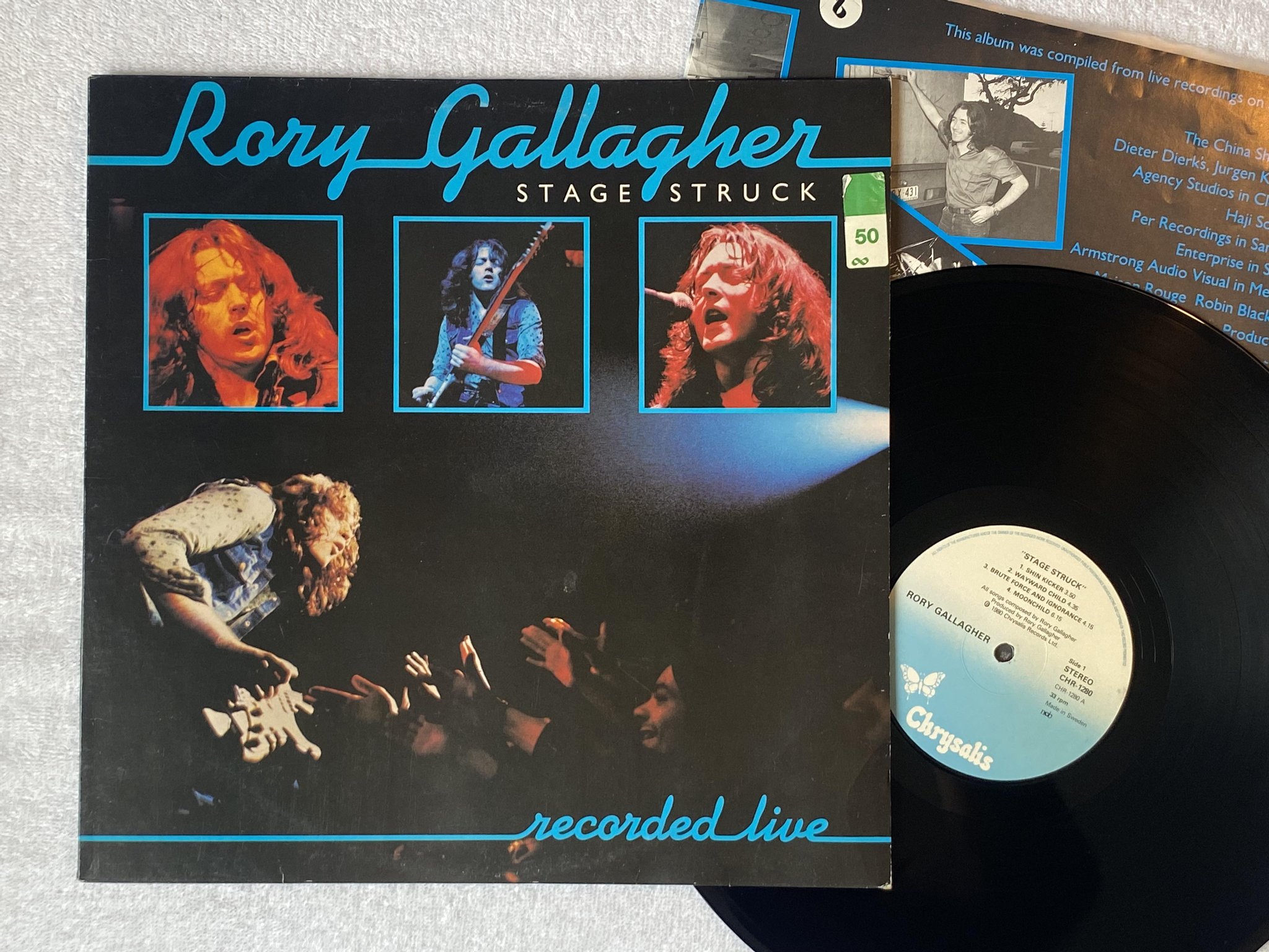Omslagsbild för skivan RORY GALLAGHER stage struck LP -80 ncb CHRYSALIS CHR 1280