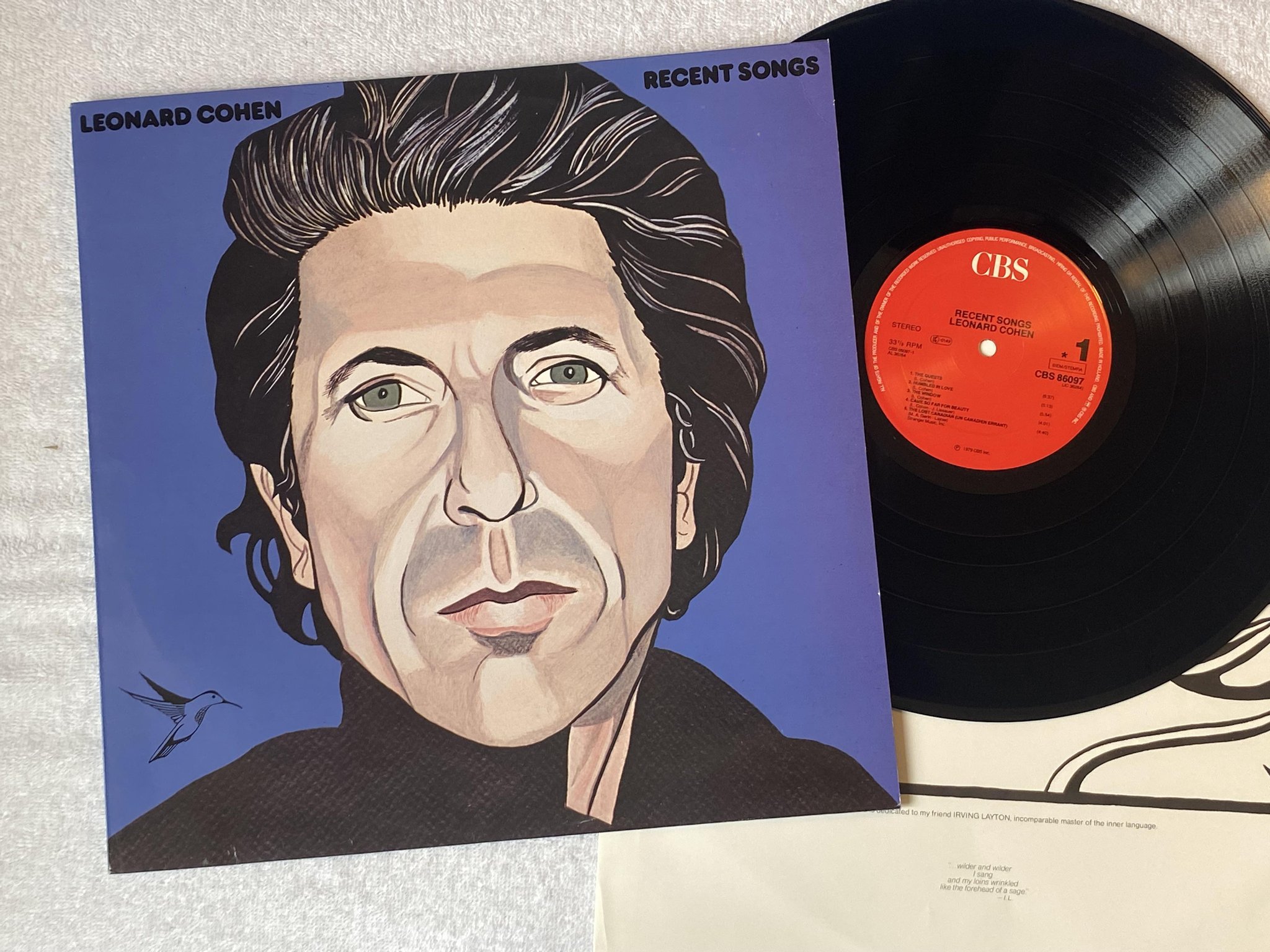 Omslagsbild för skivan LEONARD COHEN recent songs LP -79 Hol CBS 86097