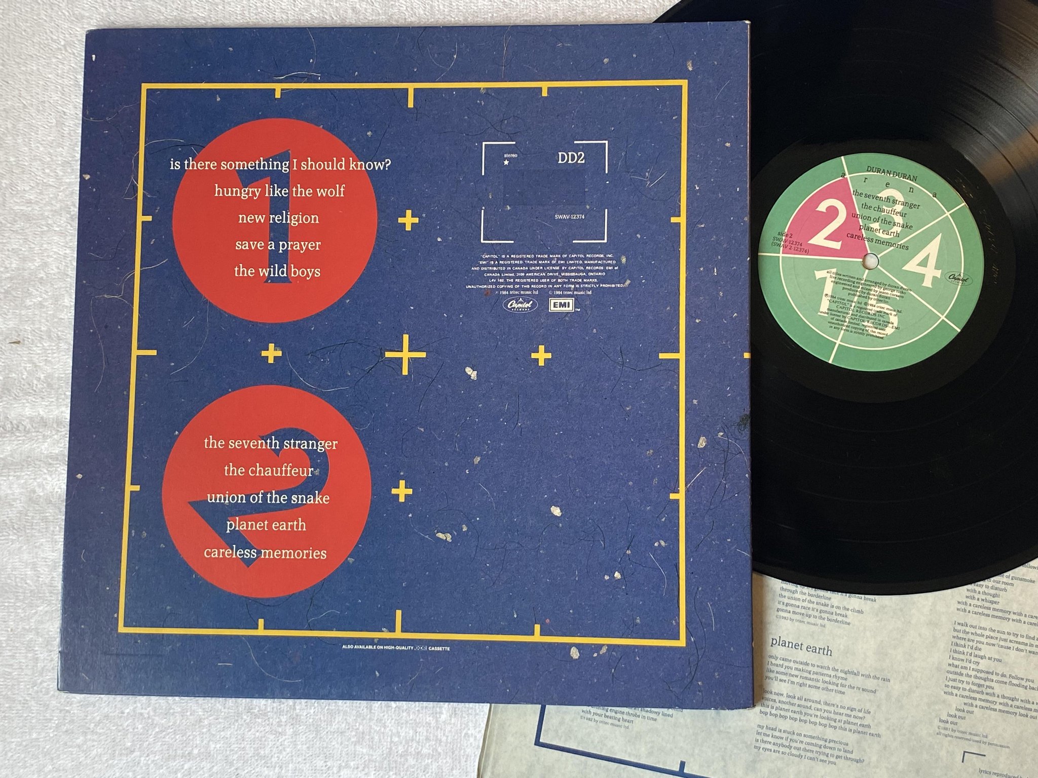 Omslagsbild för skivan DURAN DURAN Arena | Recorded Around The World 1984 LP -84 US CAPITOL SWAV 12374