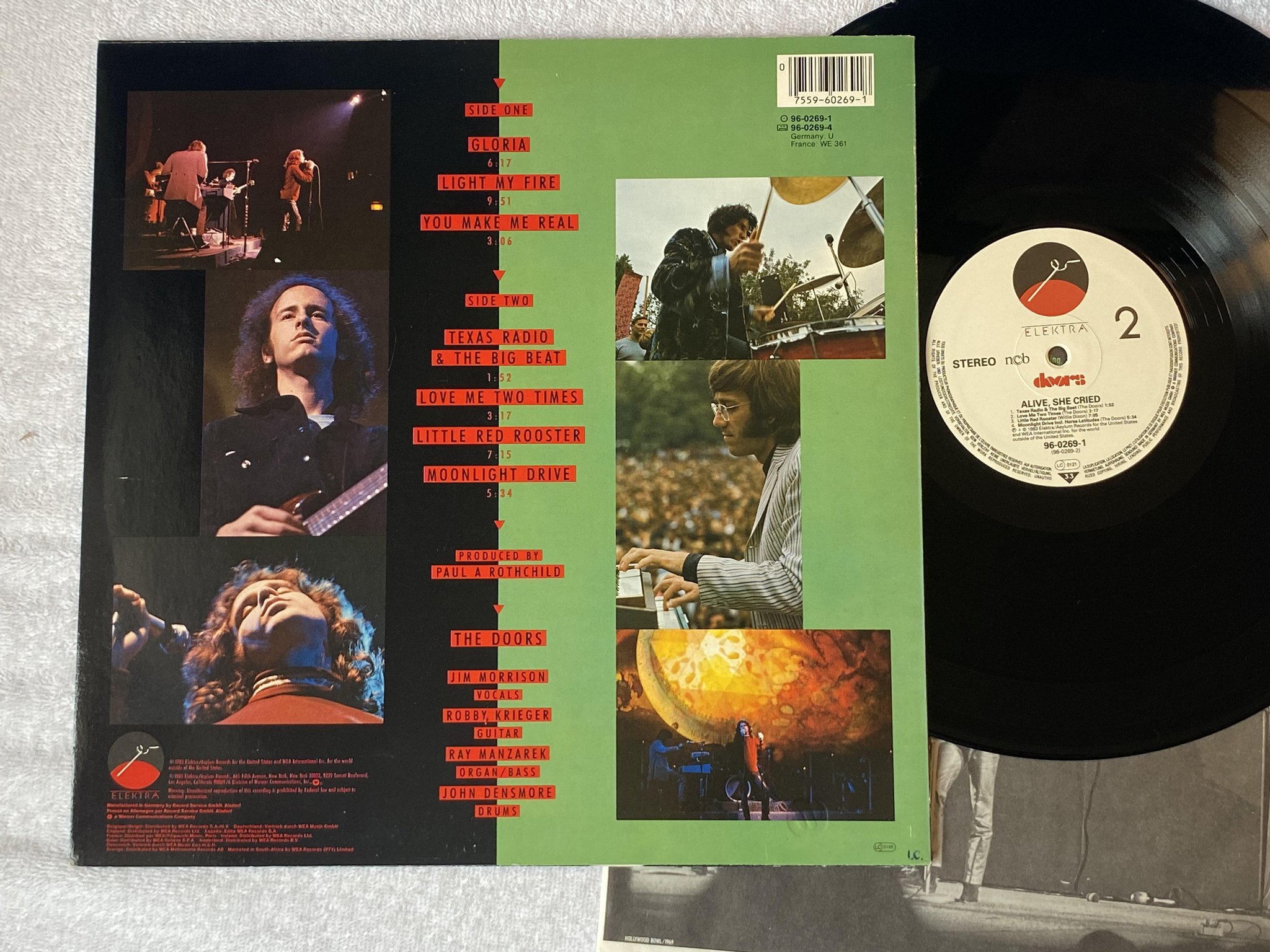 Omslagsbild för skivan THE DOORS alive, she cried LP -83 ncb ELEKTRA 96-0269-1