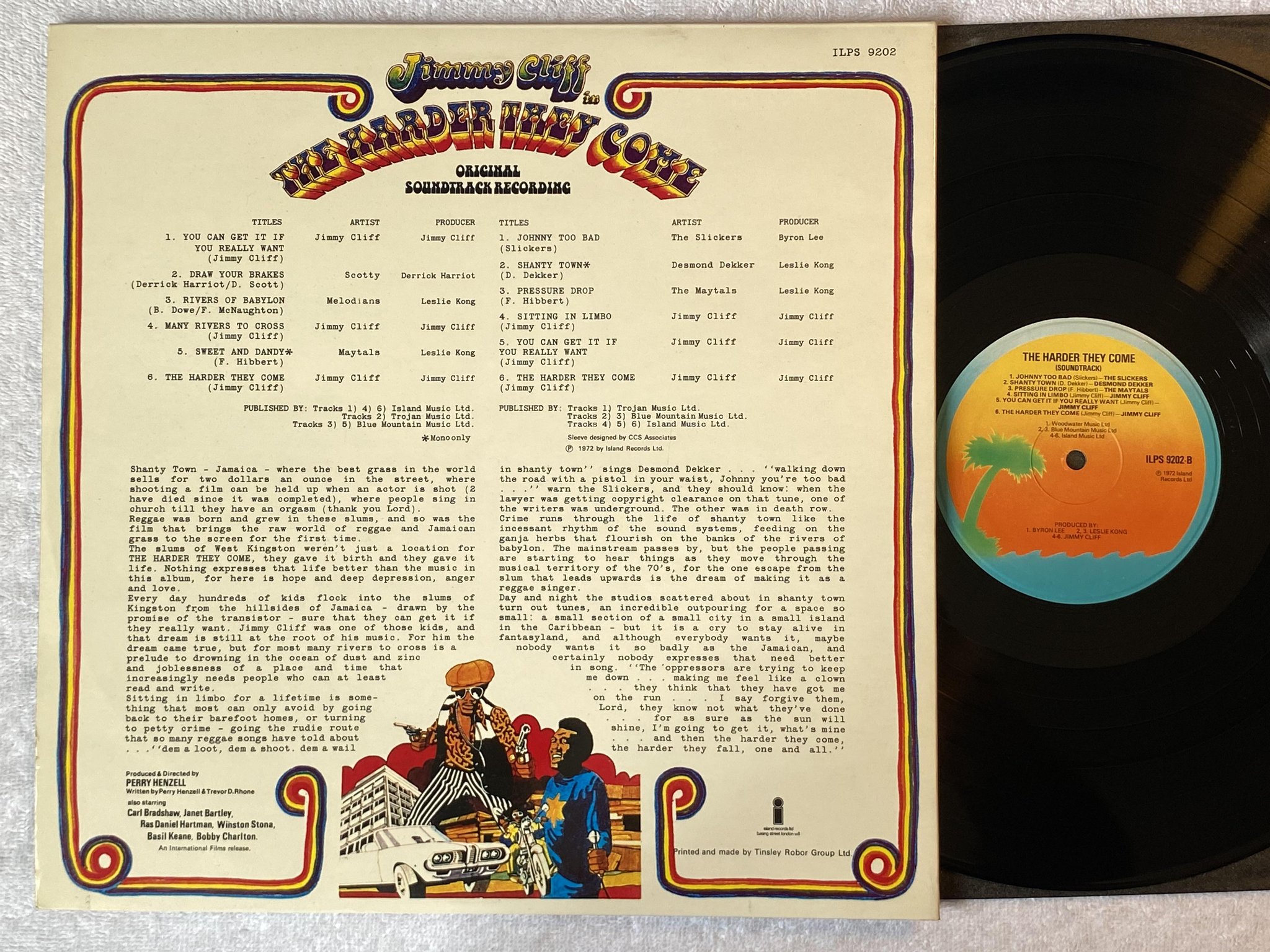 Omslagsbild för skivan V/A The harder they come LP UK ISLAND ILPS 9202 *** CLASSIC REGGAE ALBUM ***