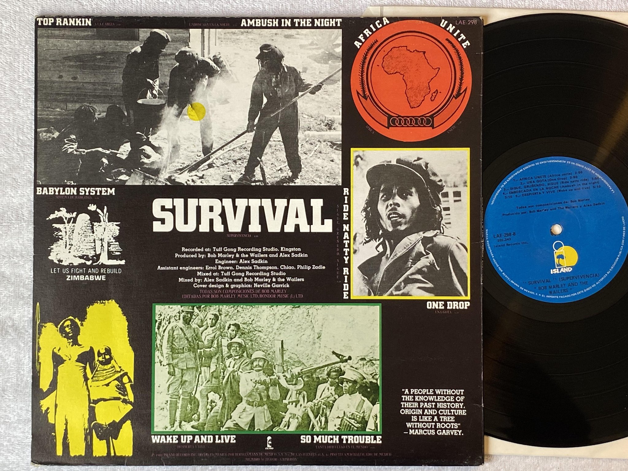 Omslagsbild för skivan BOB MARLEY & THE WAILERS survival LP Mexico ISLAND LAE 298