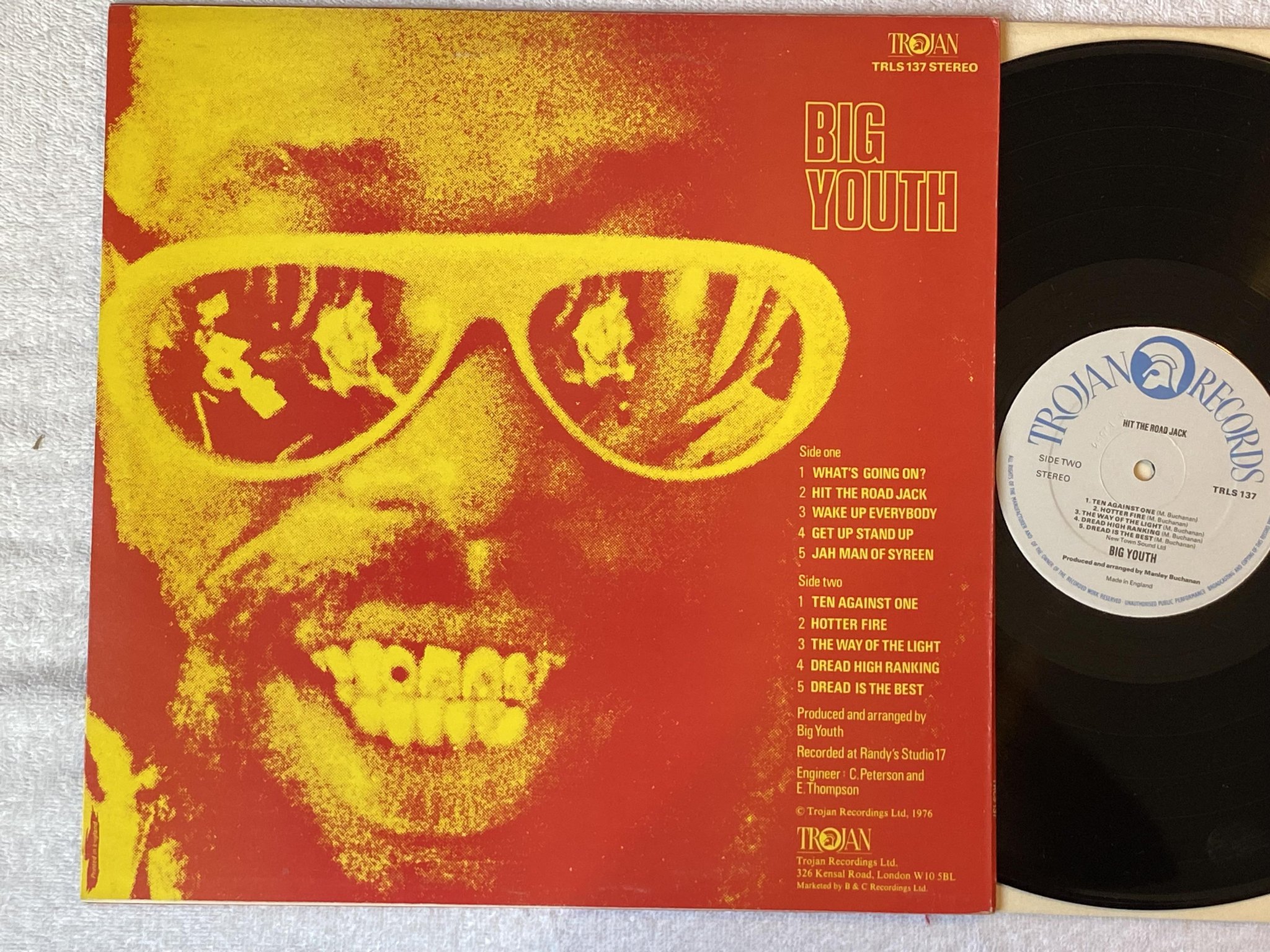 Omslagsbild för skivan BIG YOUTH hit the road Jack LP -76 UK TROJAN TRLS 137