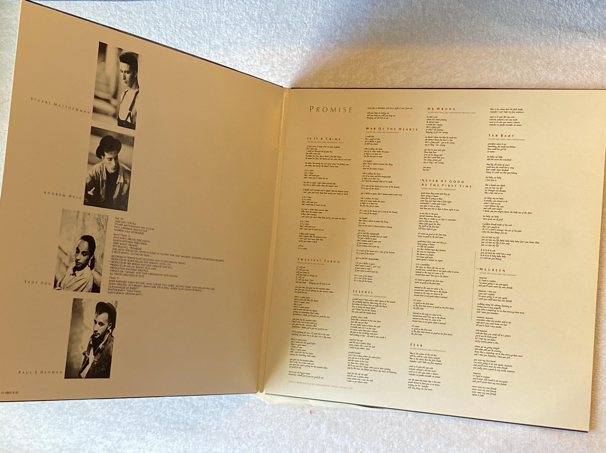 Omslagsbild för skivan SADE promise LP -85 Hol EPIC EPC 86318