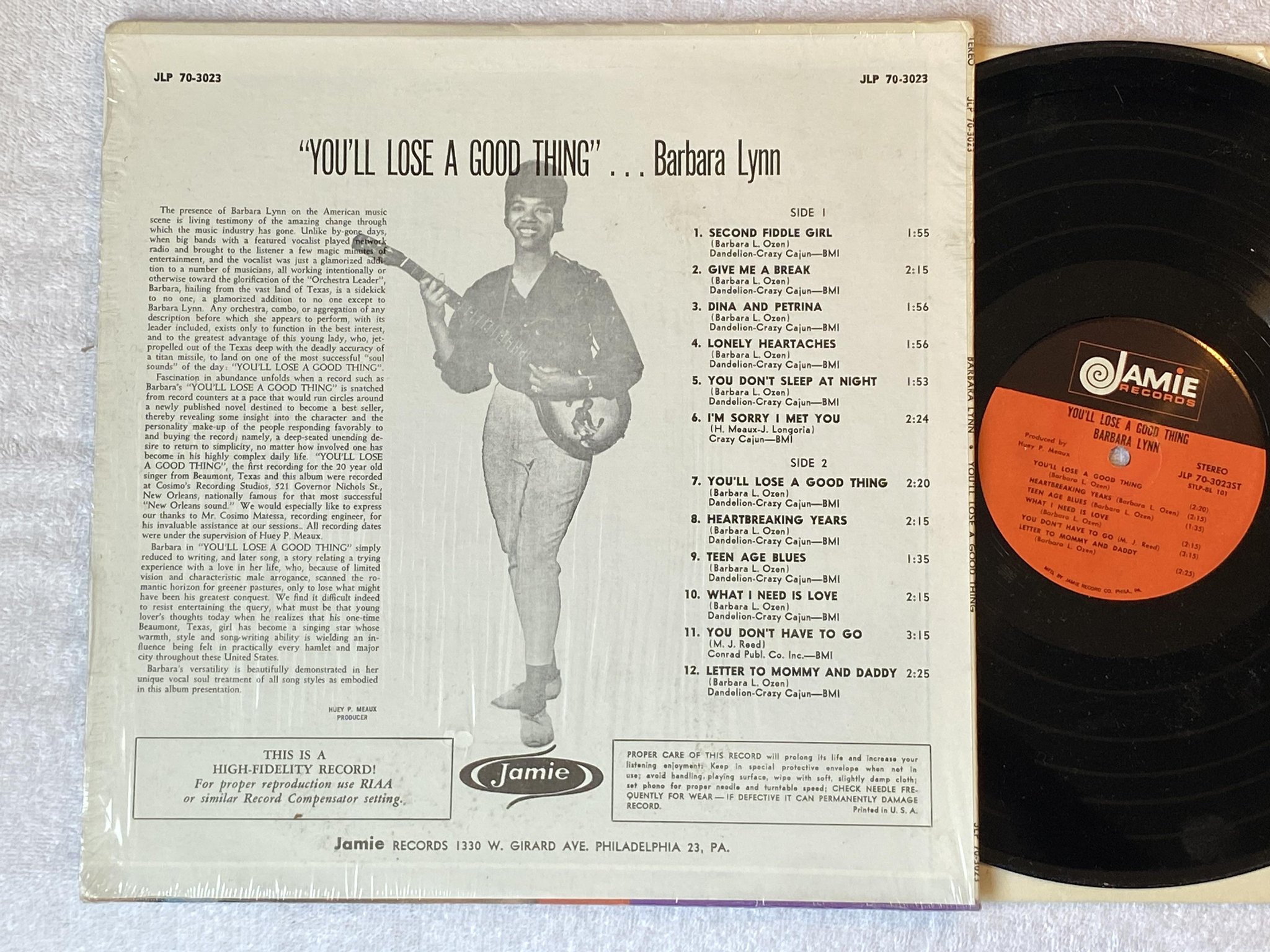 Omslagsbild för skivan BARBARA LYNN you'll lose a good thing LP re US JAMIE JLP 70-3023 ** FANTASTIC **