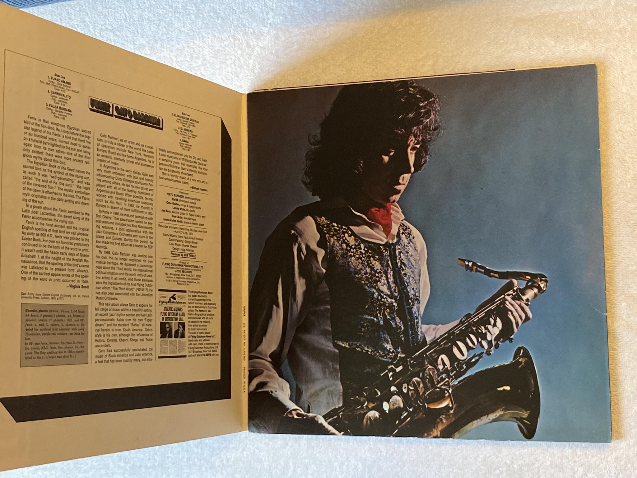 Omslagsbild för skivan GATO BARBIERI Fenix LP -71 US flying dutchman FD 10144