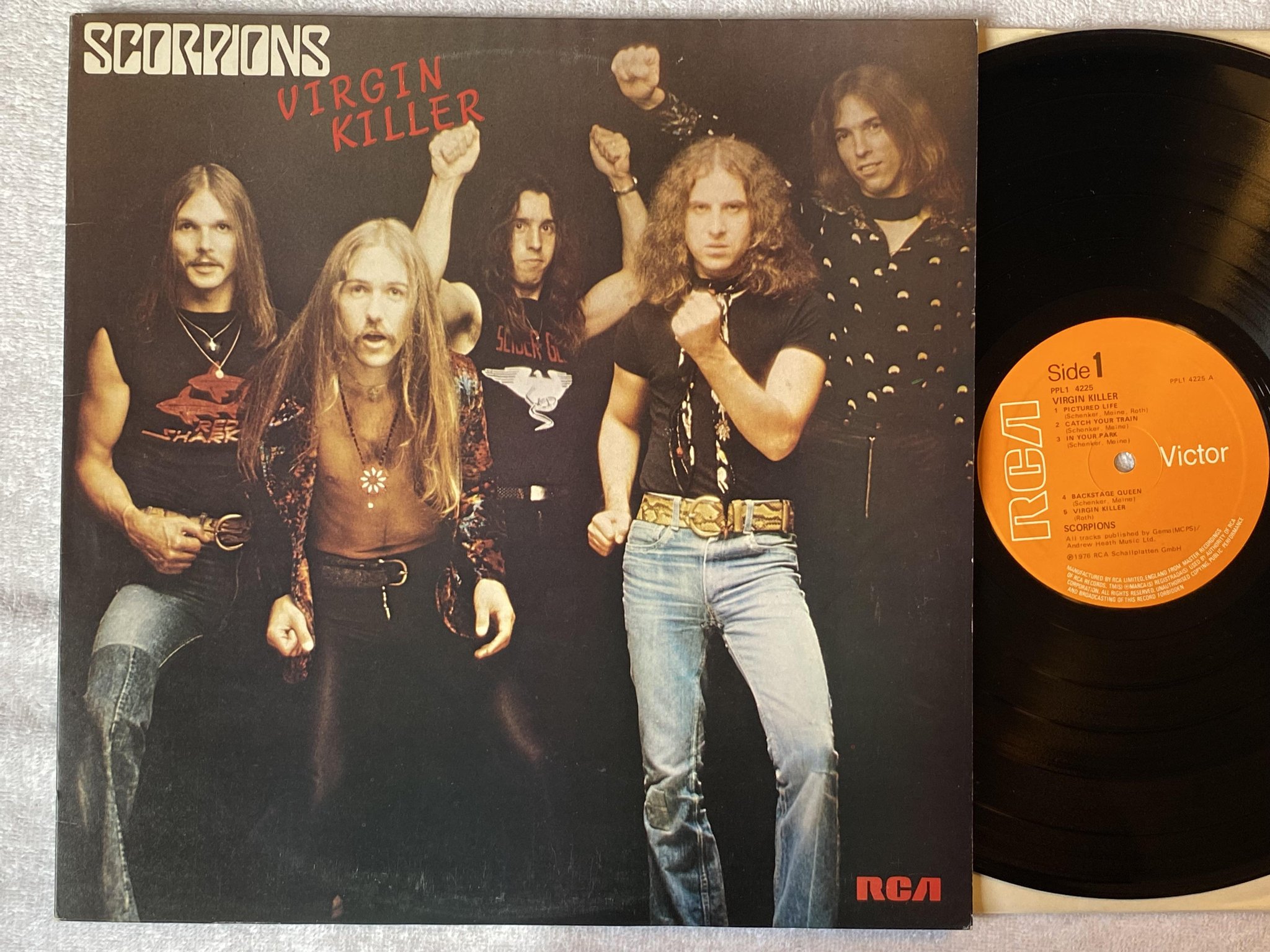 Omslagsbild för skivan SCORPIONS virgin killer LP -76 UK RCA PPL1 4225