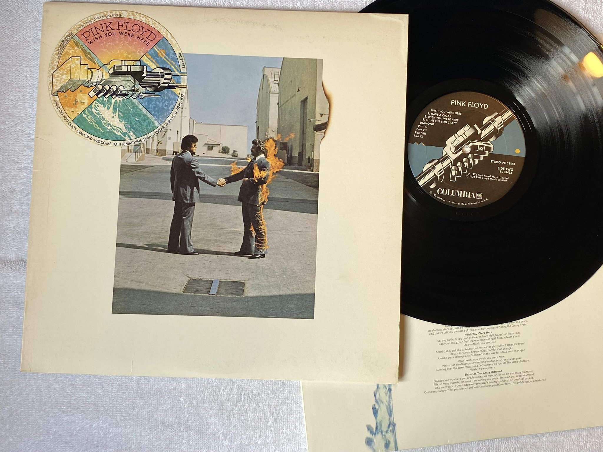 Omslagsbild för skivan PINK FLOYD wish you were here LP -75 US COLUMBIA PC 33453