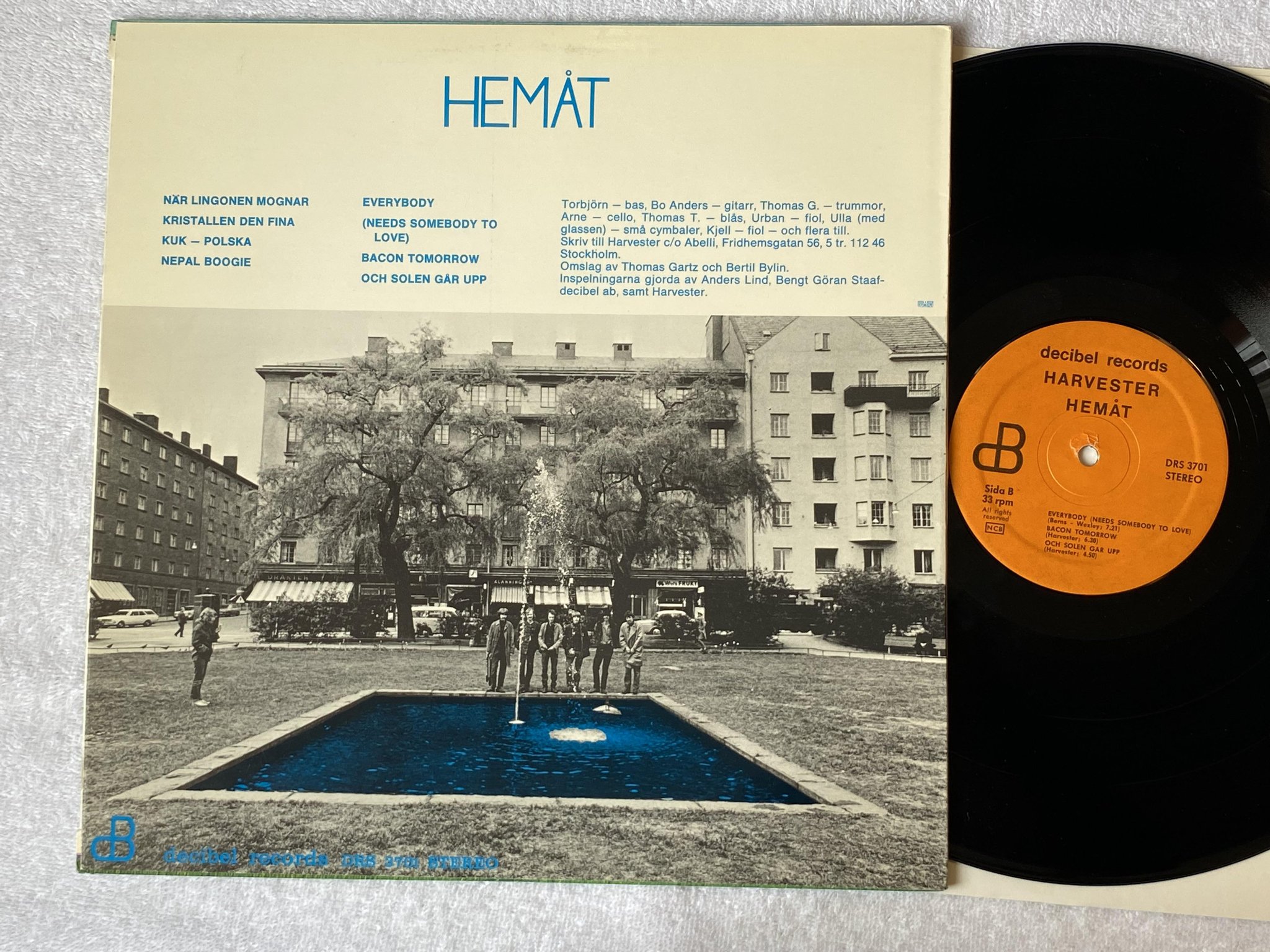 Omslagsbild för skivan HARVESTER hemåt LP -69 Swe DECIBEL DRS 3701