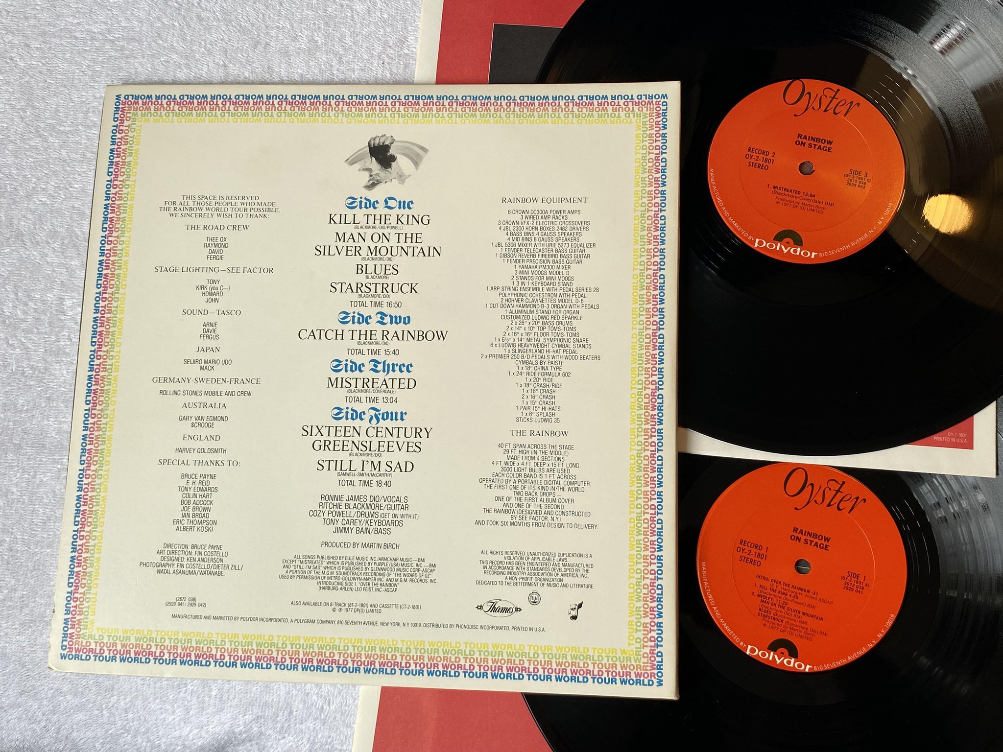 Omslagsbild för skivan RAINBOW on stage 2xLP -77 US OYSTER OY-2-1801