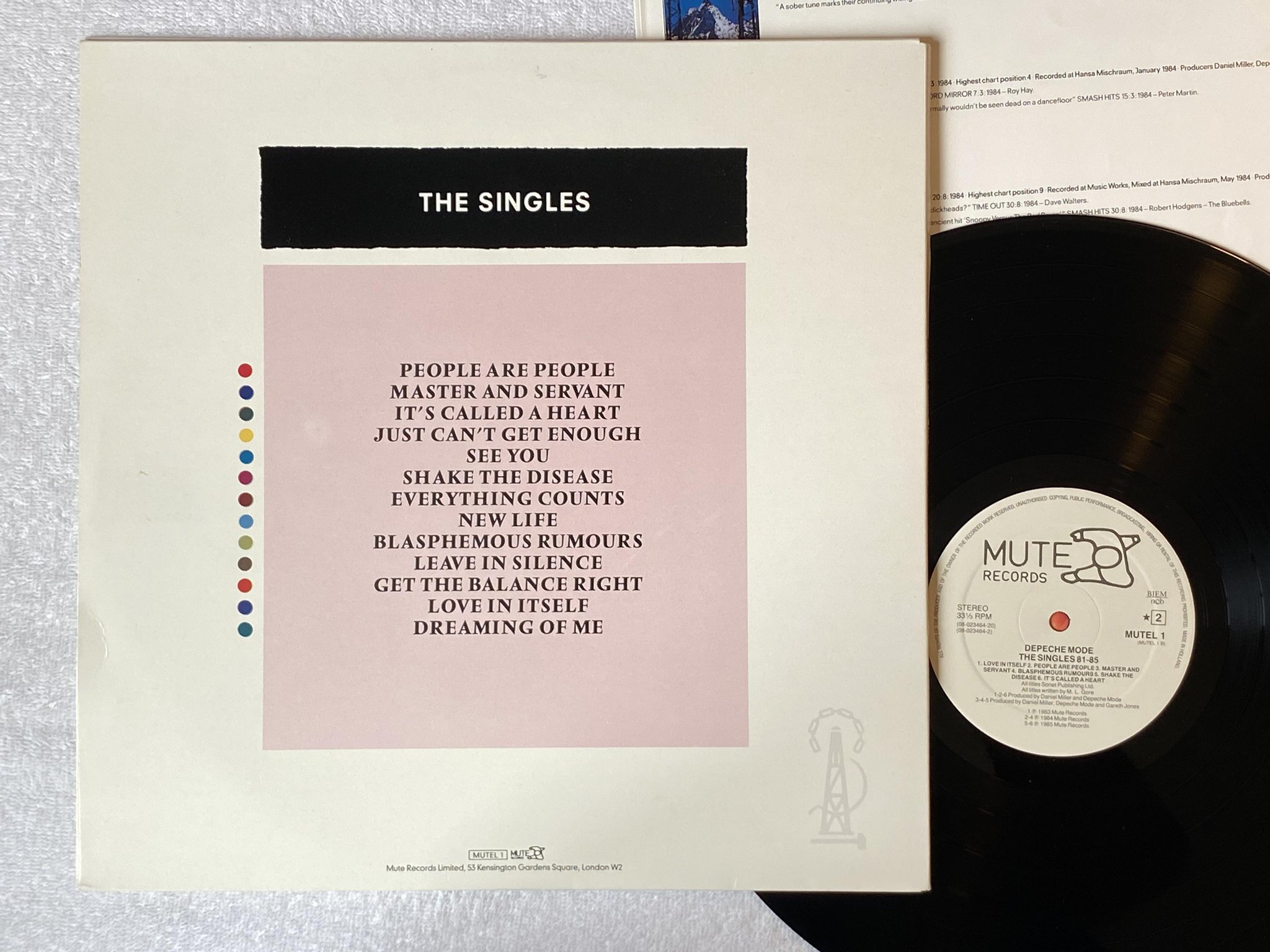 Omslagsbild för skivan DEPECHE MODE the singles 81-85 LP -85 ncb MUTE MUTEL-1