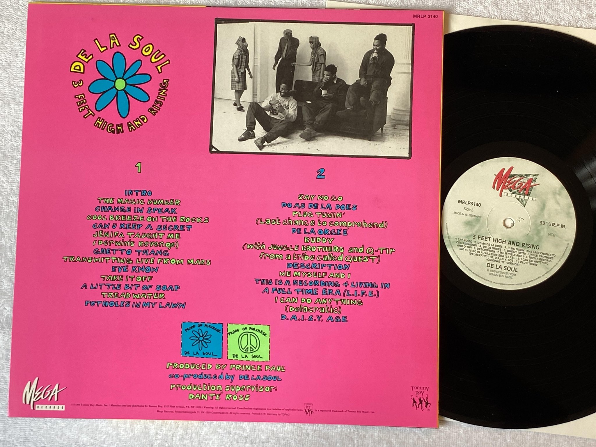 Omslagsbild för skivan DE LA SOUL 3 feet high and rising LP -89 Den MEGA MRLP3140 *** Classic ***