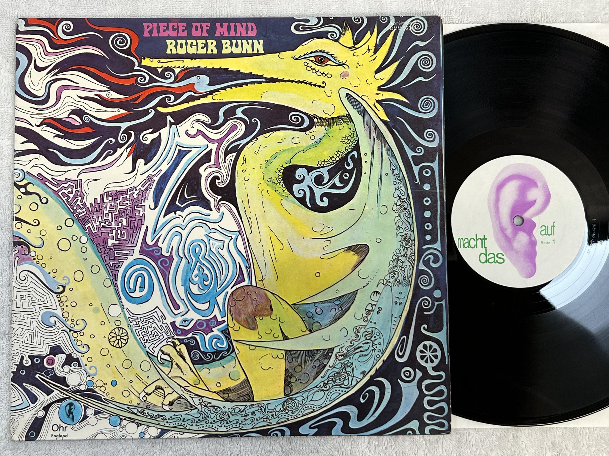 Omslagsbild för skivan ROGER BUNN piece of mind LP -71 Ger OHR OMM 56 009 *** Psych ***