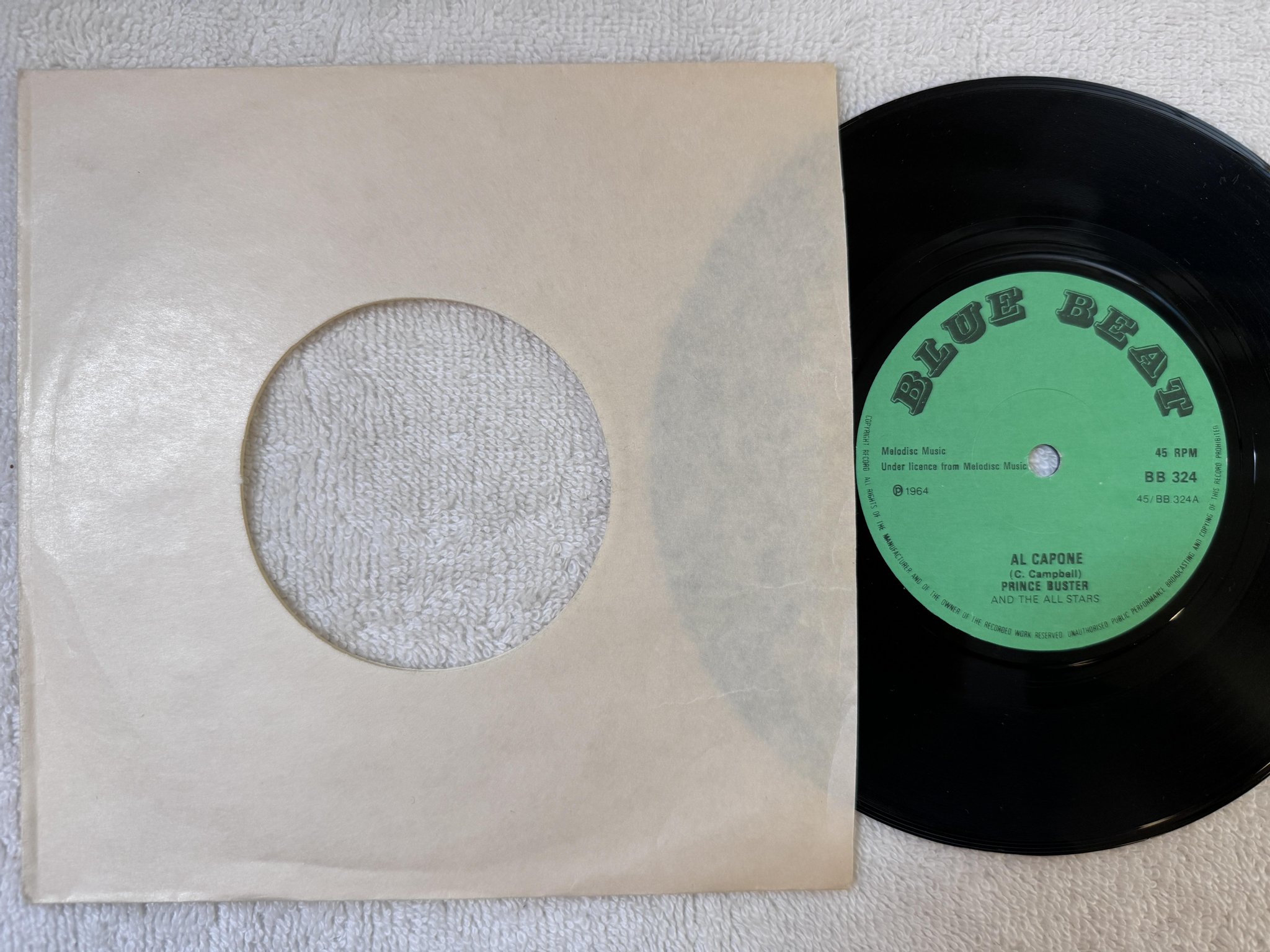Omslagsbild för skivan PRINCE BUSTER Al Capone 7" re BLUE BEAT BB 324
