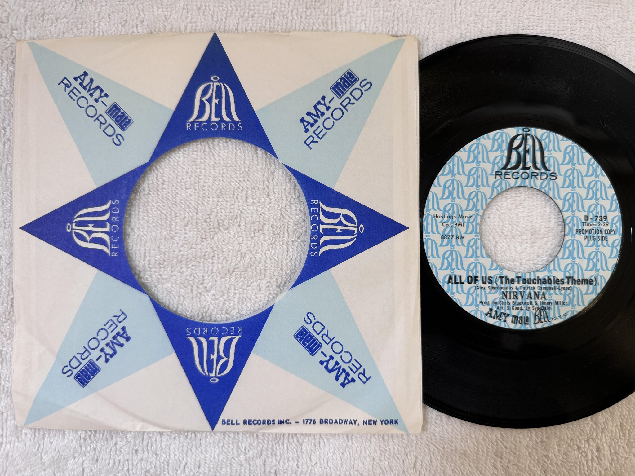Omslagsbild för skivan NIRVANA all of us / trapeze 7" -68 US BELL B-739 *** PROMO COPY ***