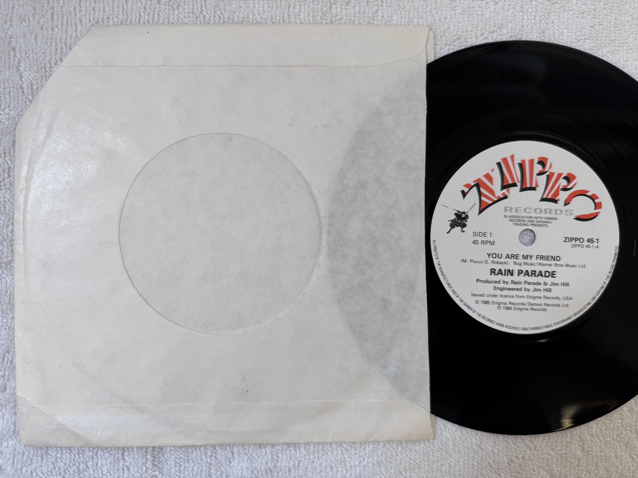 Omslagsbild för skivan RAIN PARADE you are my friend 7" -85 UK ZIPPO 45-1
