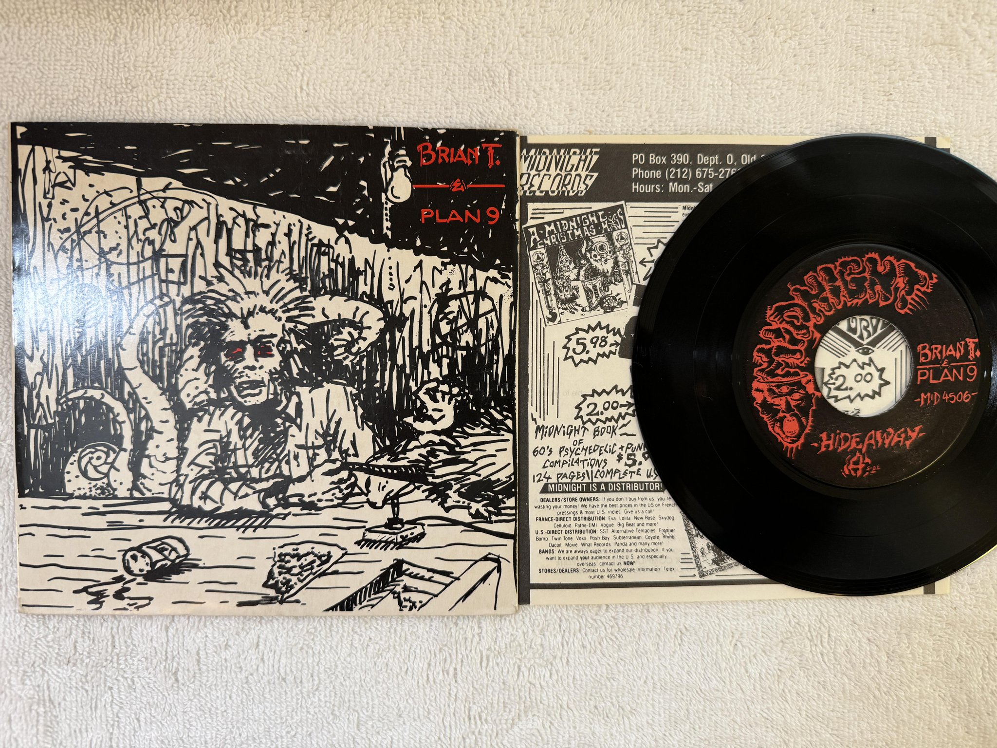 Omslagsbild för skivan BRIAN T & PLAN 9 hideaway 7" -84 US MIDNIGHT MID 4506