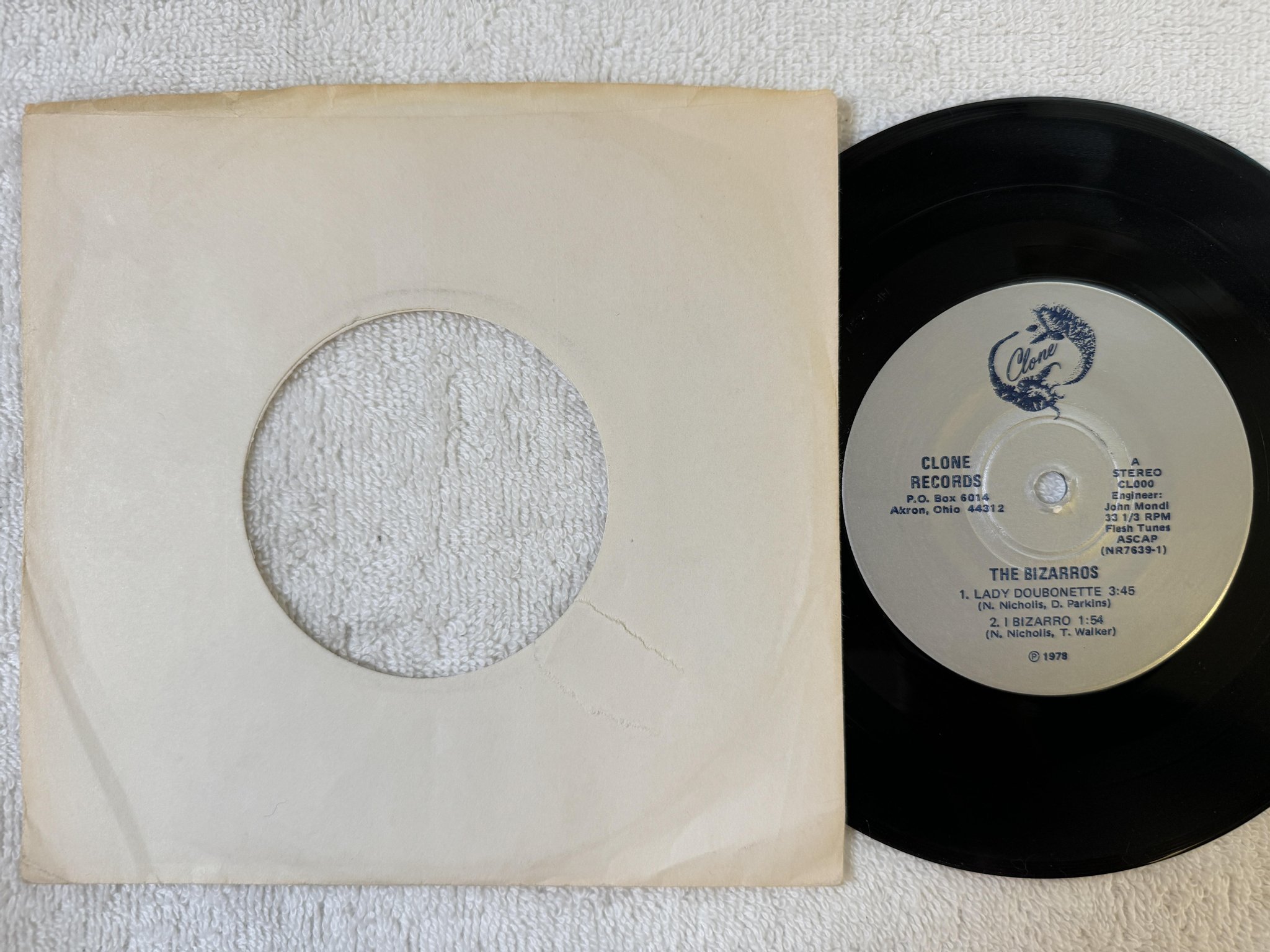 Omslagsbild för skivan THE BIZARROS lady doubonette 7" -76/78 CLONE CL000