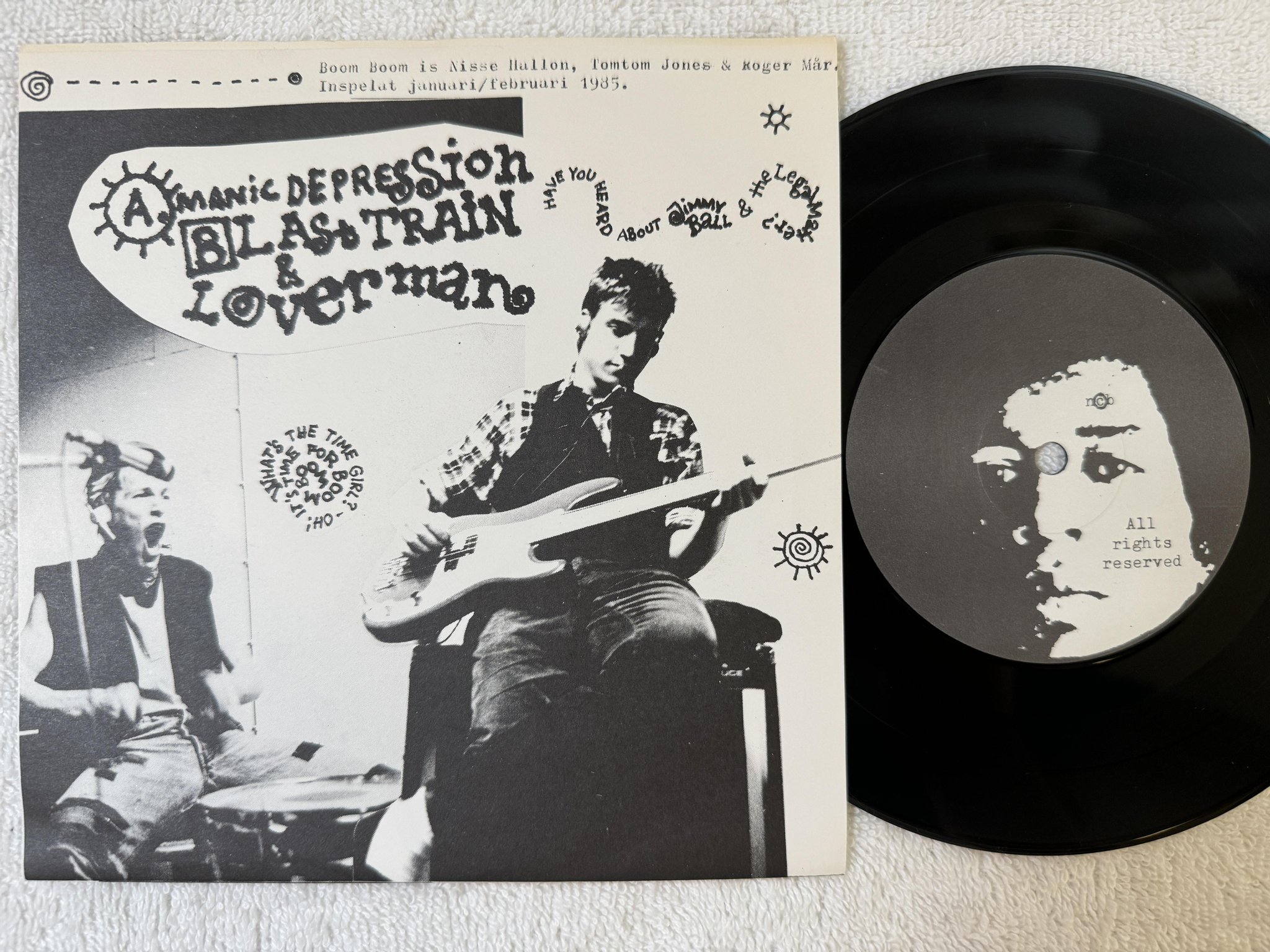Omslagsbild för skivan BOOM BOOM manic depression 7" -85 Swe BOOM 03 *** Garage Rock ***