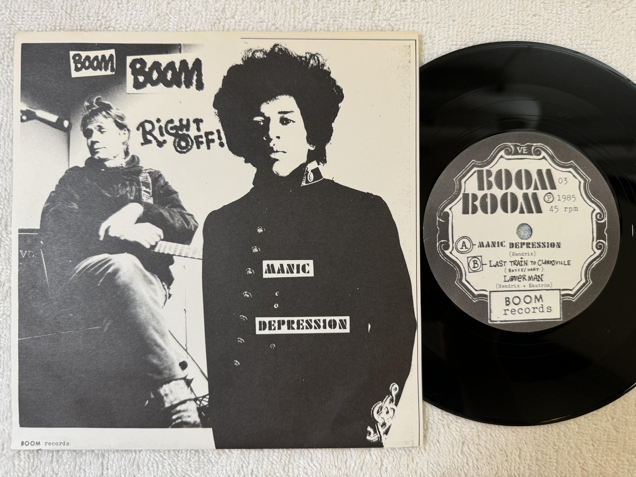 Omslagsbild för skivan BOOM BOOM manic depression 7" -85 Swe BOOM 03 *** Garage Rock ***