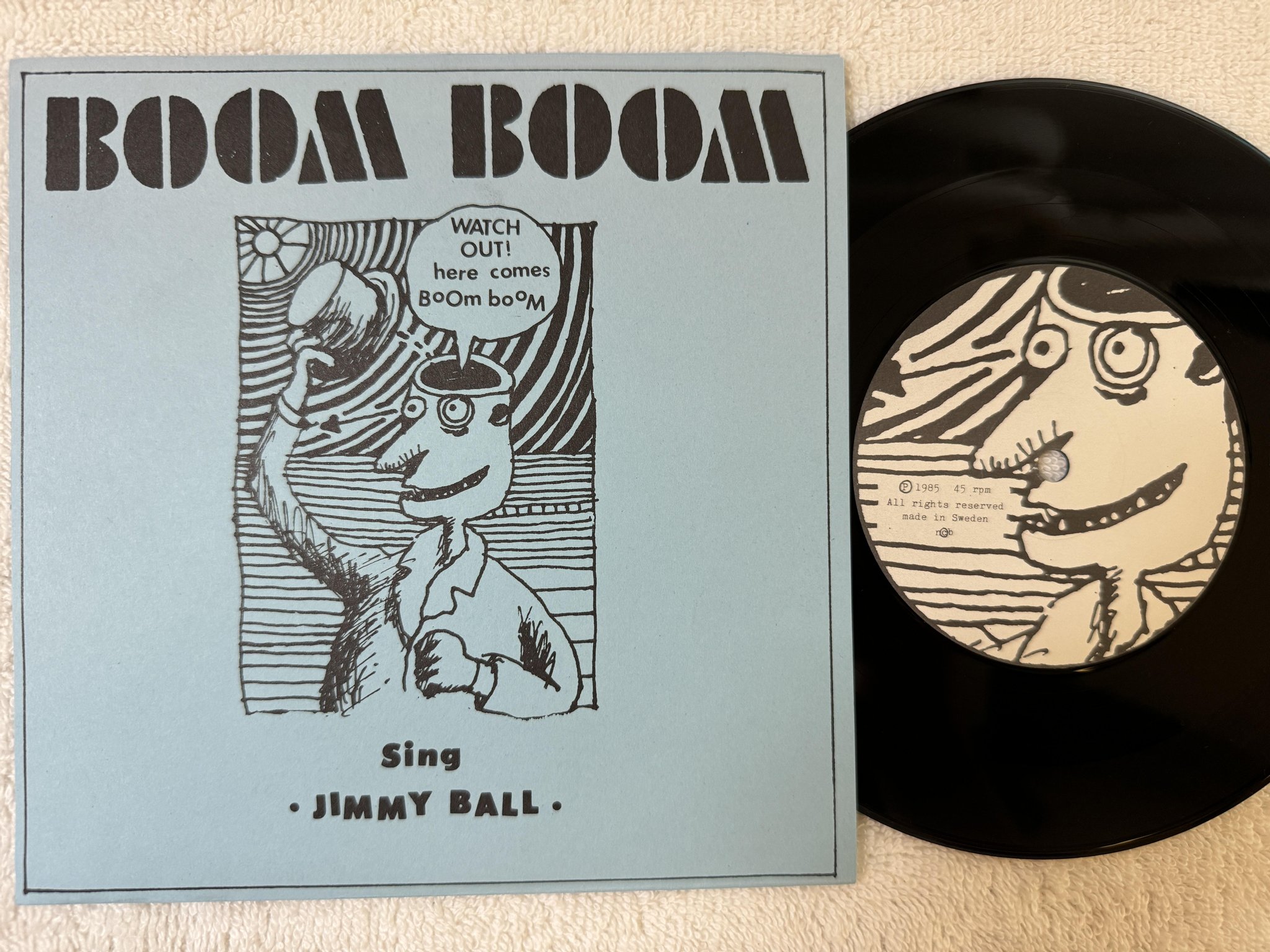 Omslagsbild för skivan BOOM BOOM Jimmy Ball 7" -85 Swe BOOM 02 *** Garage Rock ***