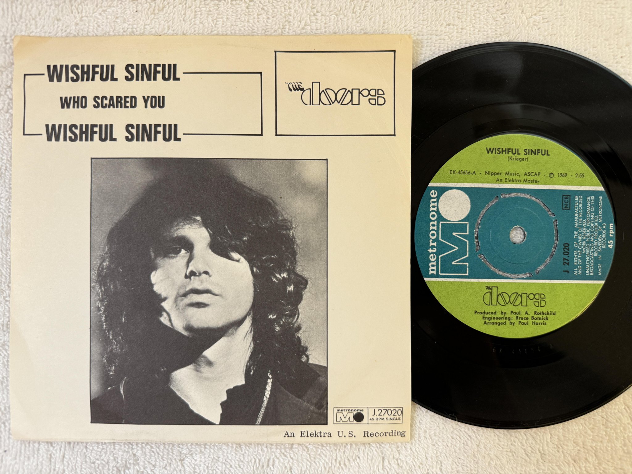 Omslagsbild för skivan THE DOORS wishful sinful 7" 69 Swe METRONOME J 27020