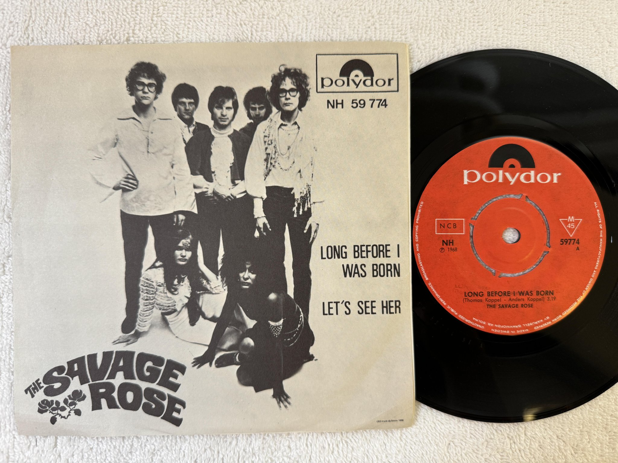 Omslagsbild för skivan THE SAVAGE ROSE long before I was born 7" -68 Swe POLYDOR 59774