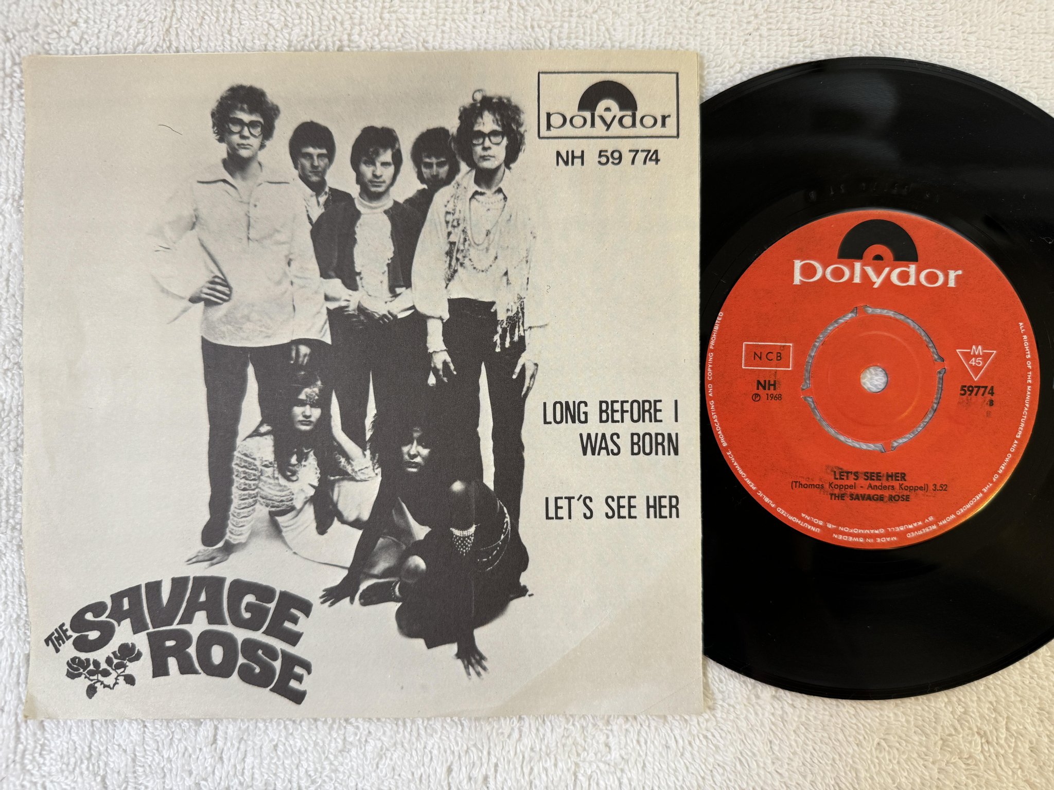Omslagsbild för skivan THE SAVAGE ROSE long before I was born 7" -68 Swe POLYDOR 59774
