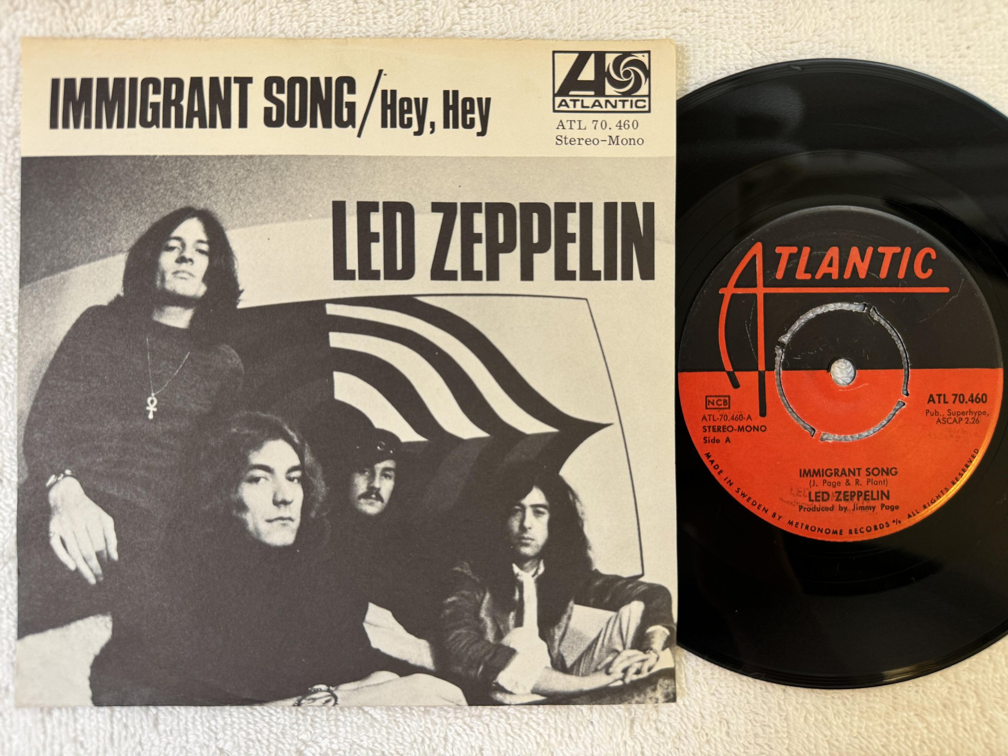 Omslagsbild för skivan LED ZEPPELIN Immigrant Song 7" -70 Swe ATLANTIC ATL 70460