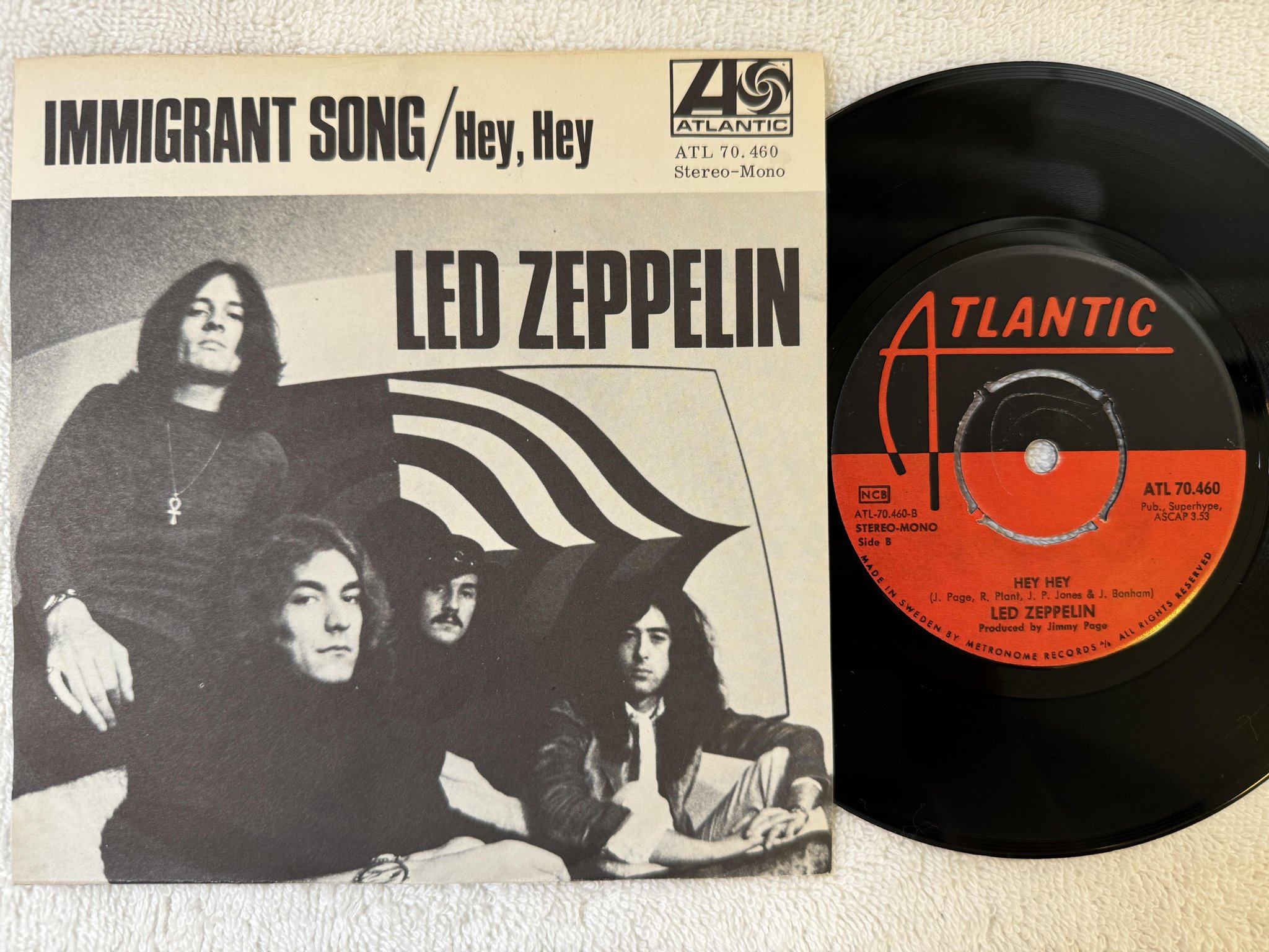 Omslagsbild för skivan LED ZEPPELIN Immigrant Song 7" -70 Swe ATLANTIC ATL 70460