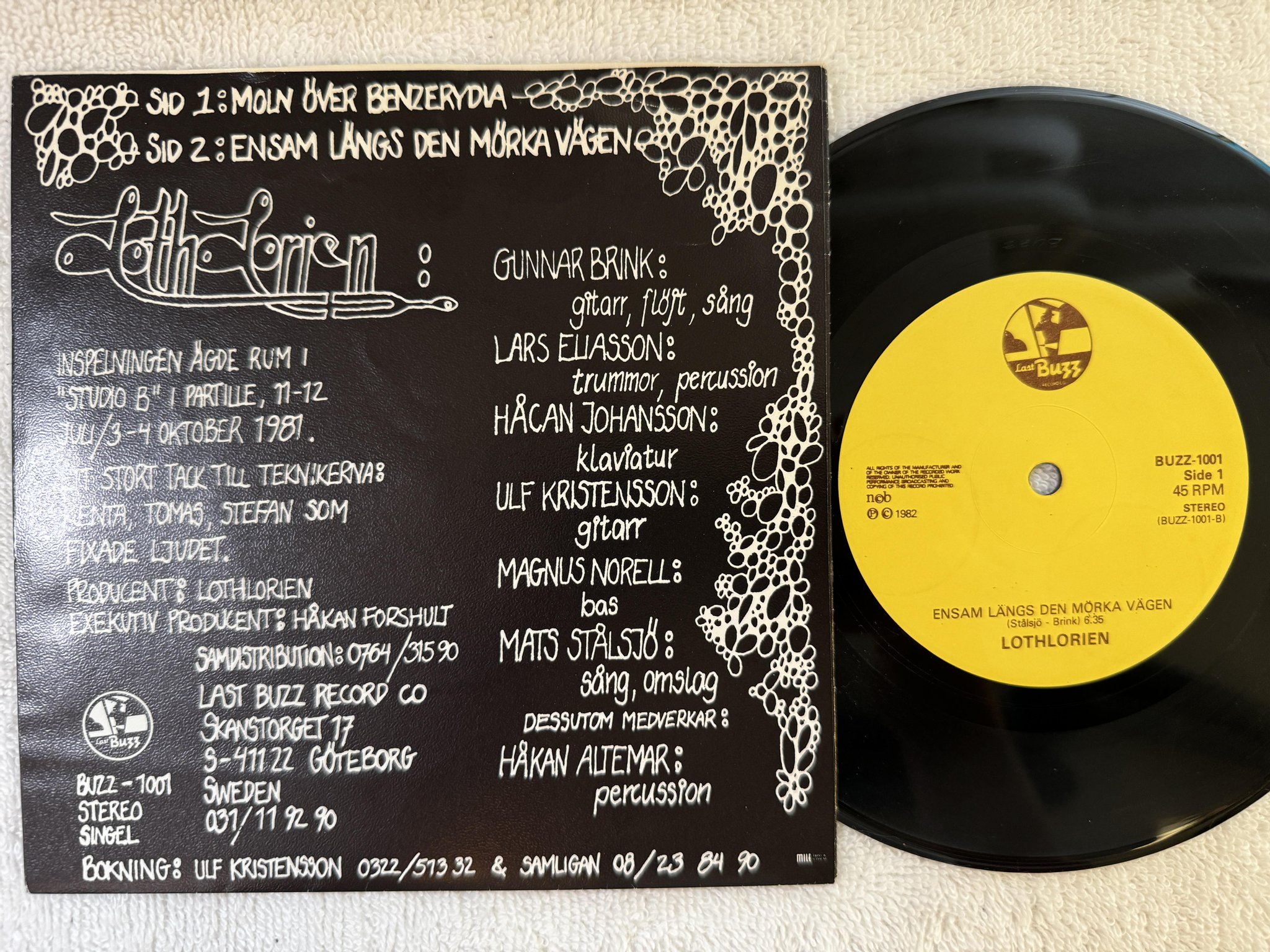 Omslagsbild för skivan LOTHLORIEN moln över benzerydia 7" 82 Swe LAST BUZZ 1001