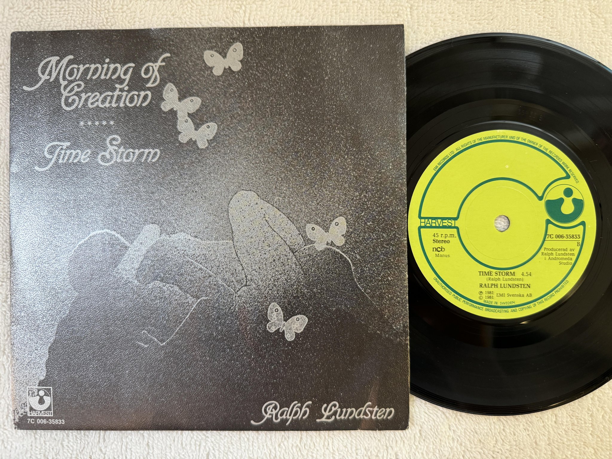 Omslagsbild för skivan RALPH LUNDSTEN morning of creation 7" -81 Swe HARVEST 7C 006-35833