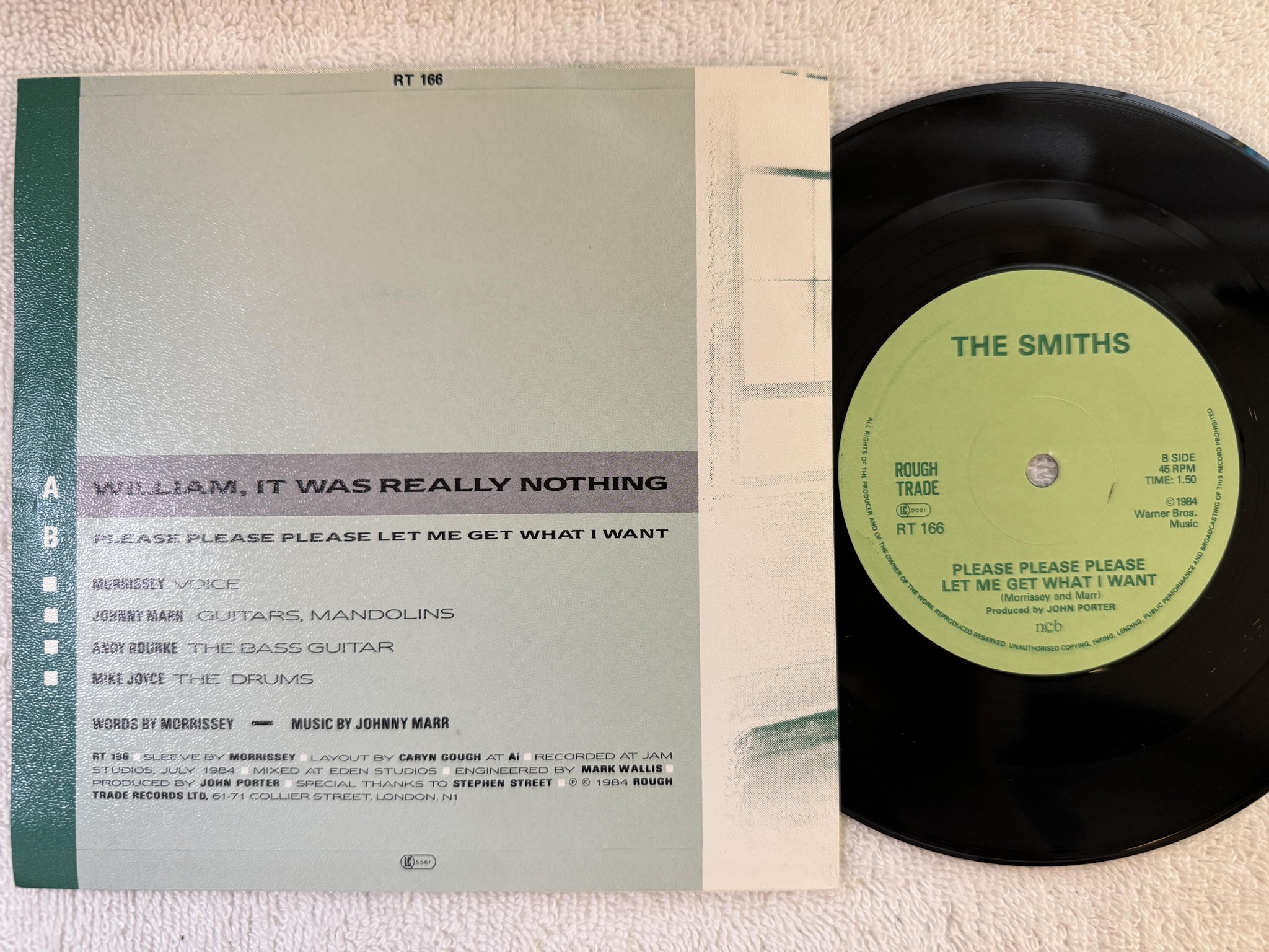 Omslagsbild för skivan THE SMITHS William. it was really nothing 7" -84 ncb ROUGH TRADE RT 166