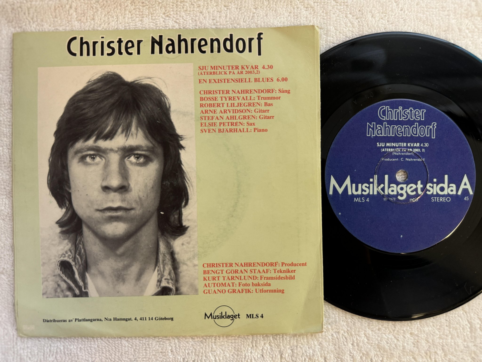 Omslagsbild för skivan CHRIS NAHRENDORF Sju Minuter Kvar 7" -78 Swe MUSIKLAGET MLS 4