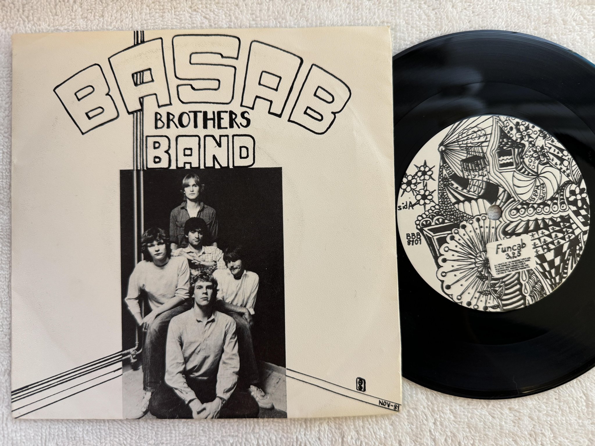 Omslagsbild för skivan BASAB BROTHERS BAND Funcab 7" -81 Swe BBB8101 *** FUNK / SOUL ***